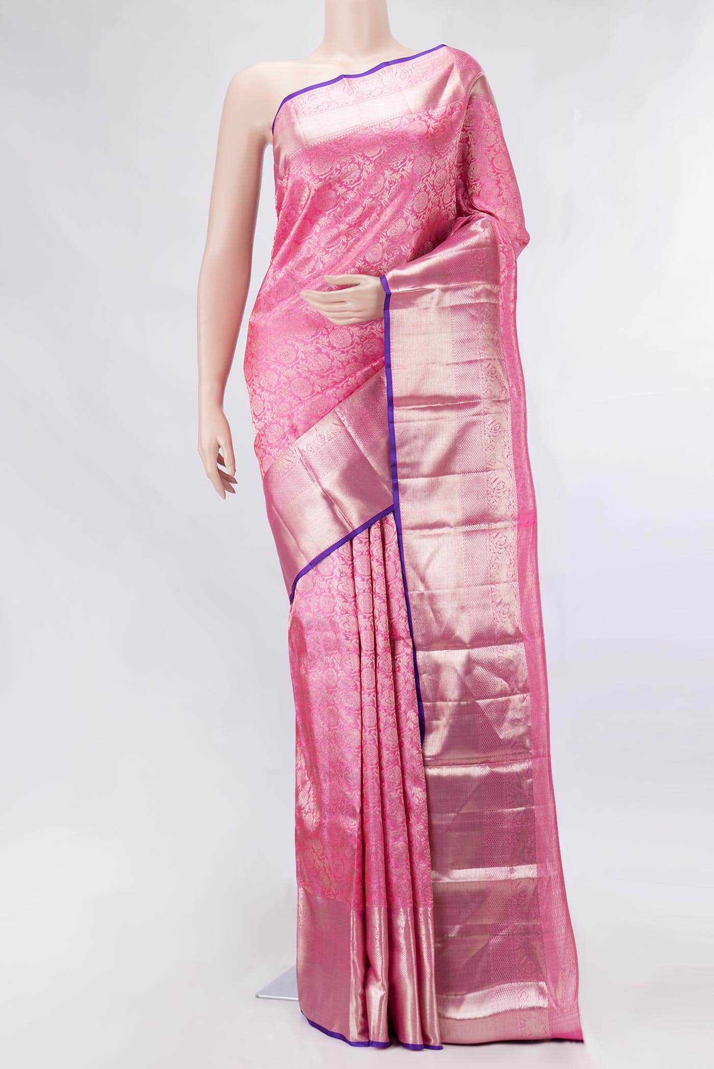 Pink Dual Tone Kanchipuram Silk Saree