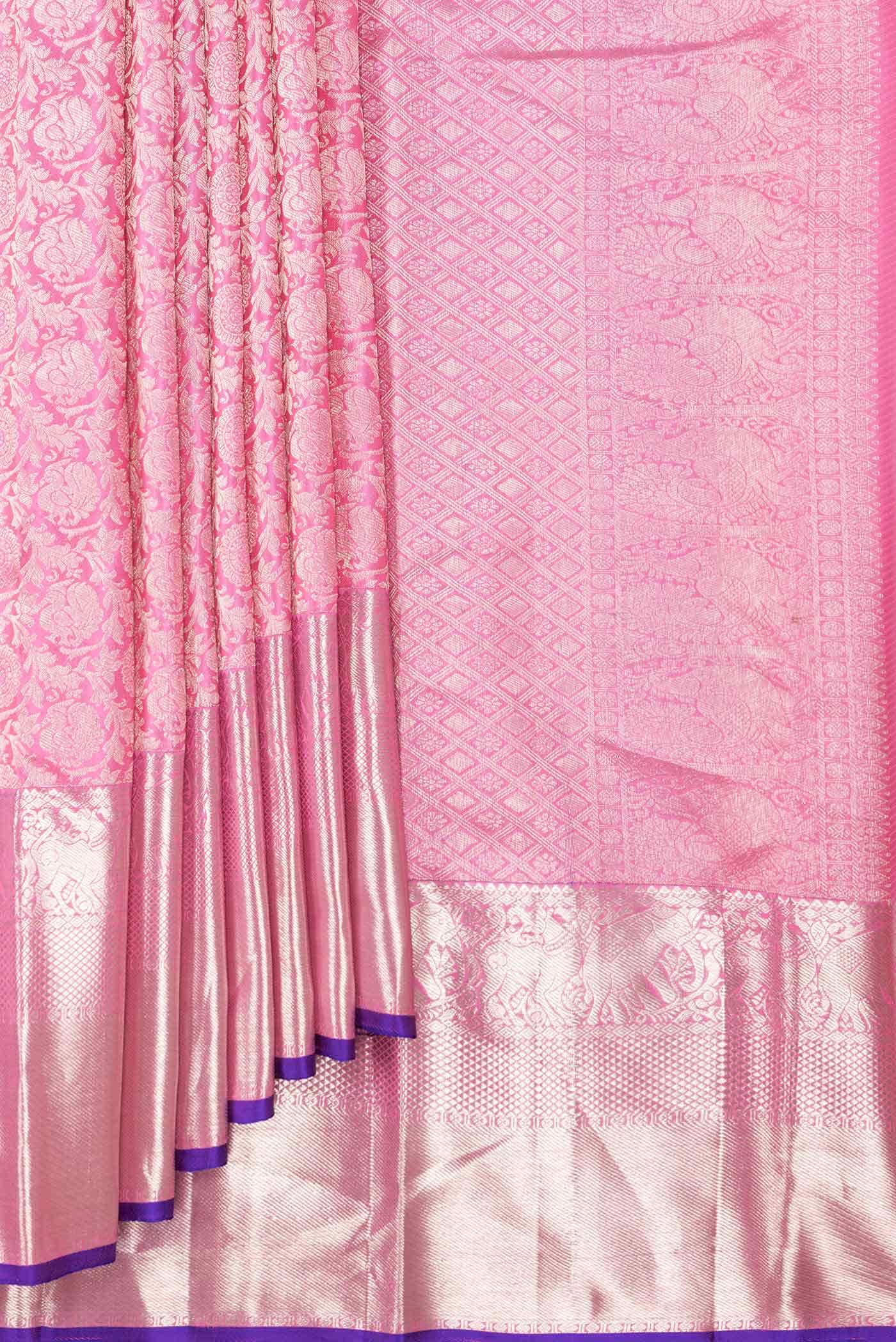 Pink Dual Tone Kanchipuram Silk Saree