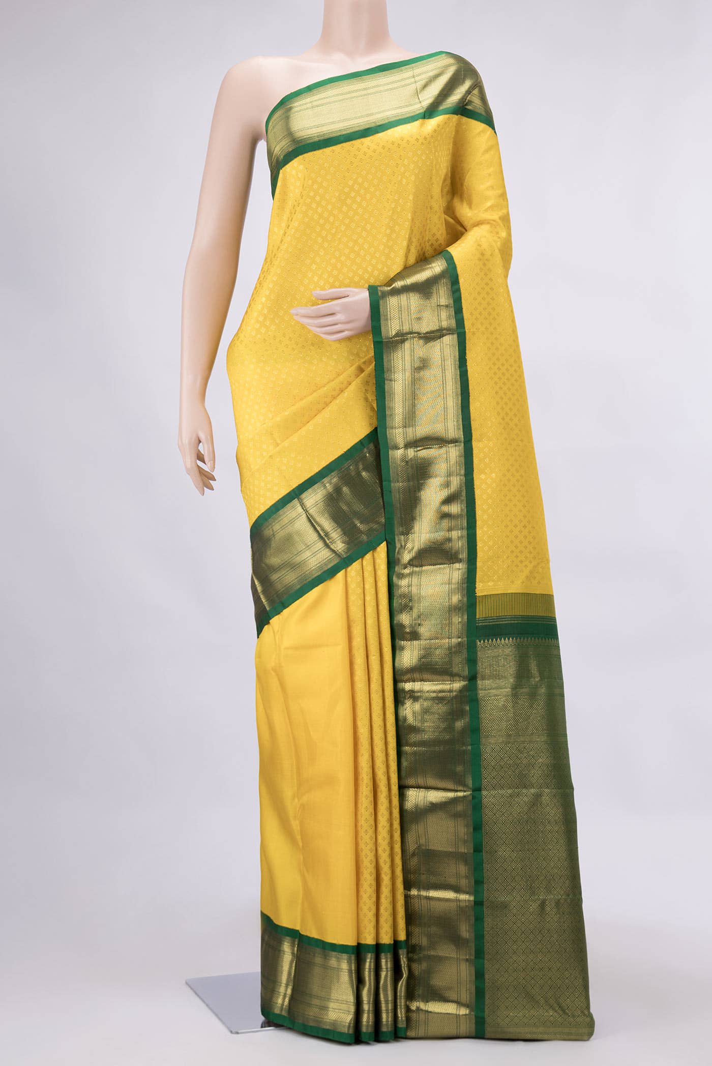 Yellow Dual Tone Kanchipuram Silk Saree