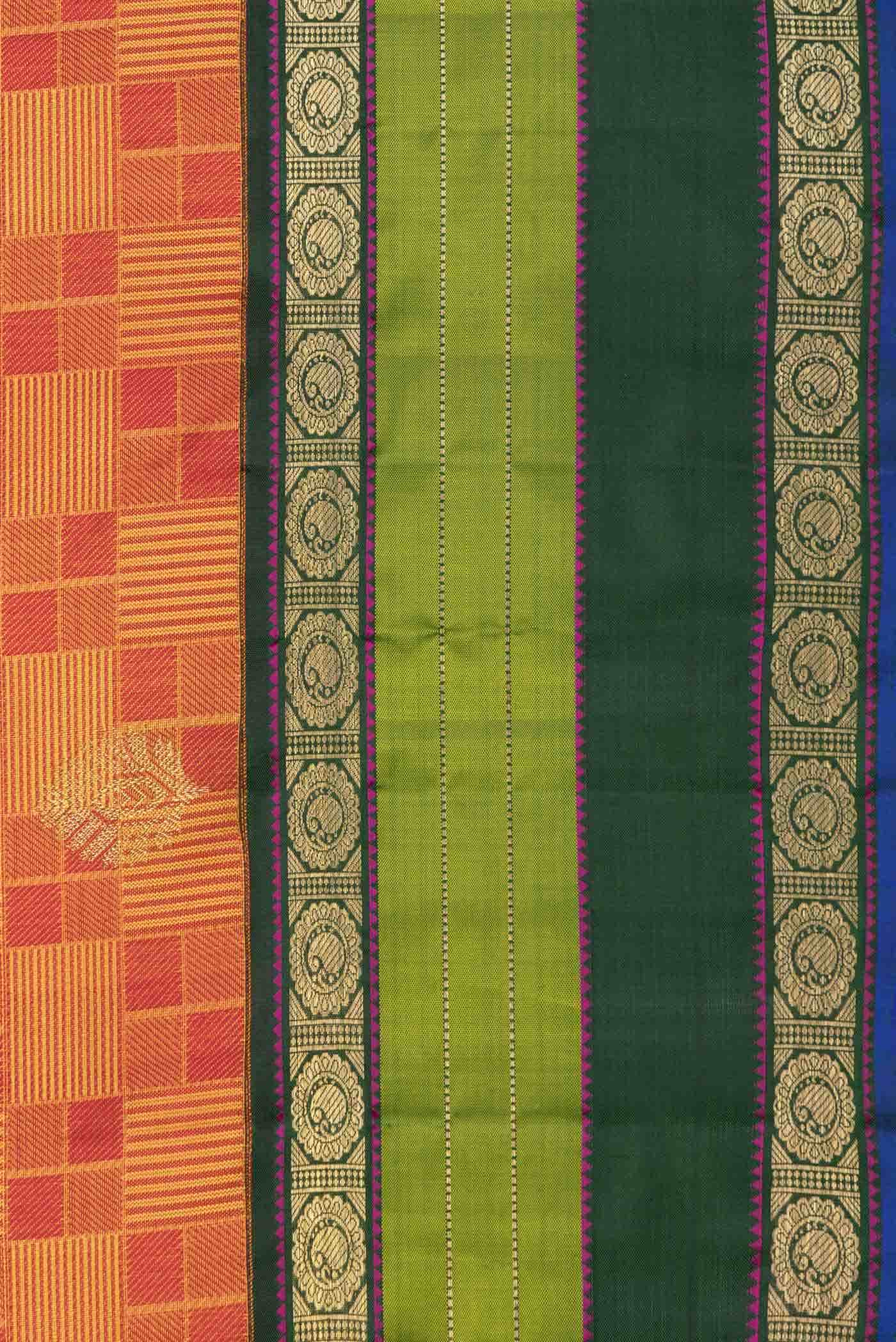 Pure Silk Pure Zari Mustard Dual Tone Kanchipuram Saree