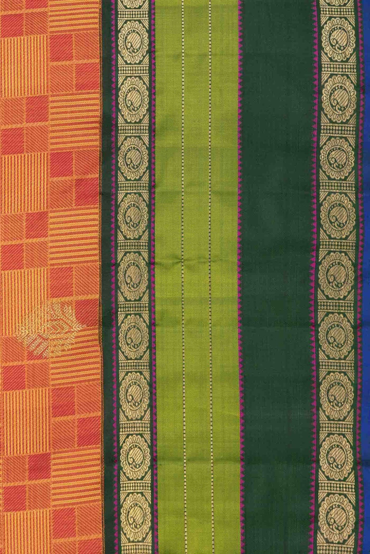 Pure Silk Pure Zari Mustard Dual Tone Kanchipuram Saree