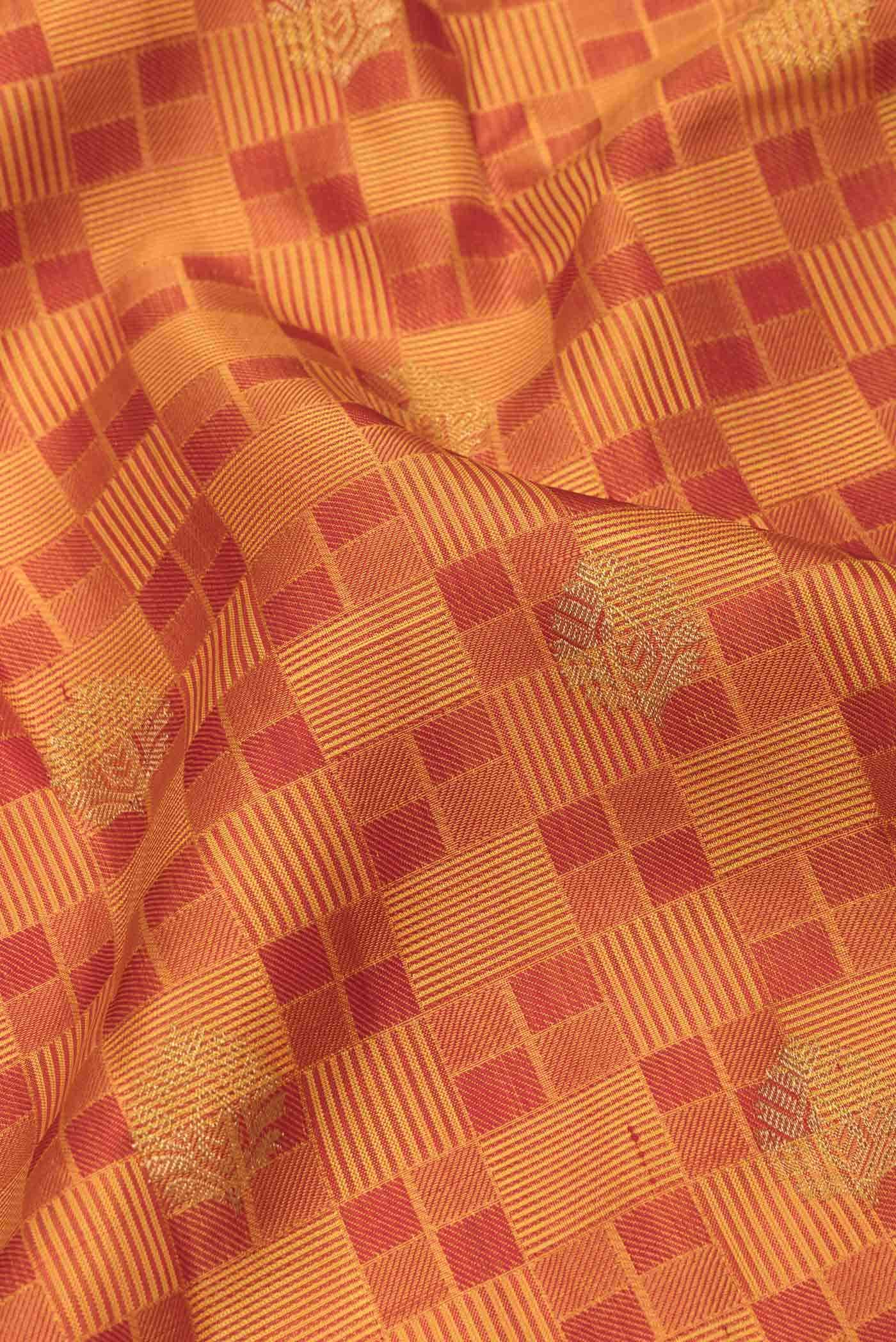 Pure Silk Pure Zari Mustard Dual Tone Kanchipuram Saree