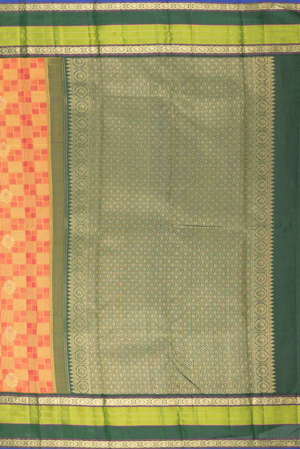 Pure Silk Pure Zari Mustard Dual Tone Kanchipuram Saree