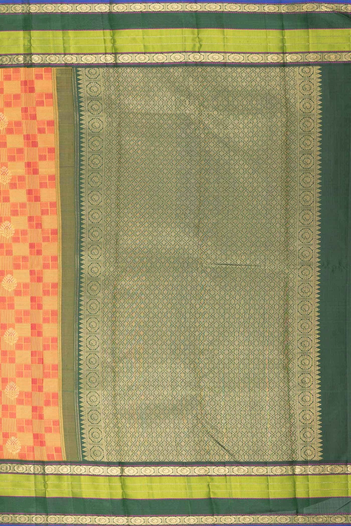 Pure Silk Pure Zari Mustard Dual Tone Kanchipuram Saree