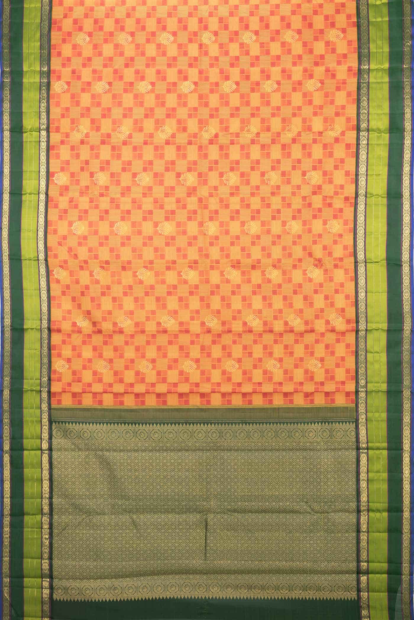 Pure Silk Pure Zari Mustard Dual Tone Kanchipuram Saree