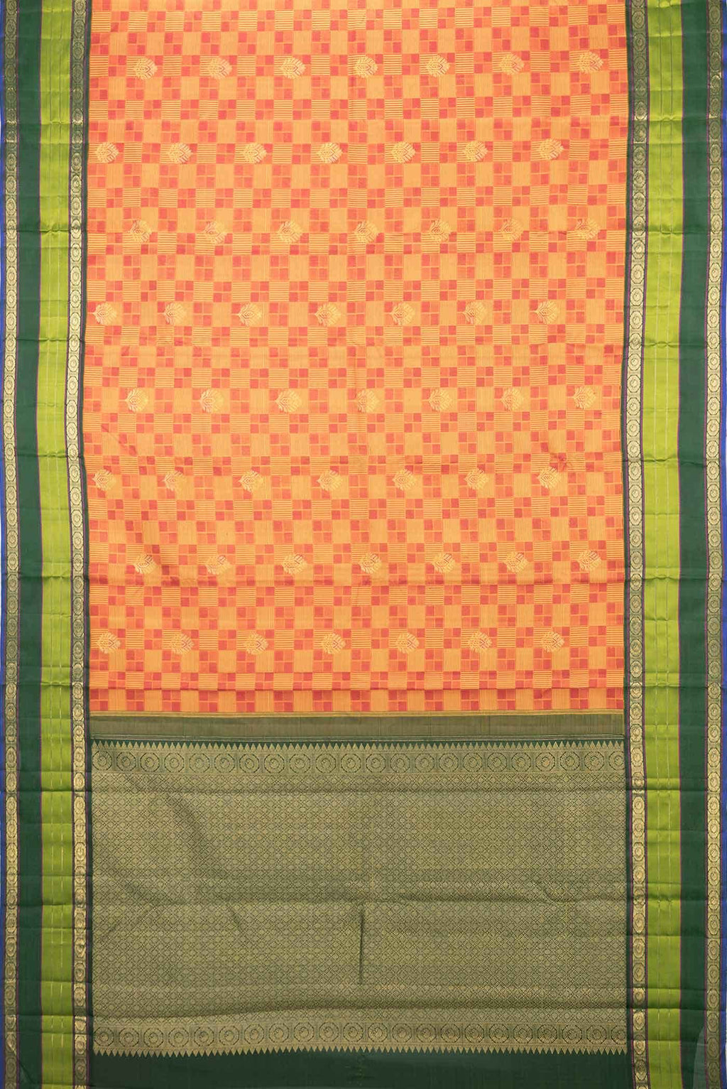 Pure Silk Pure Zari Mustard Dual Tone Kanchipuram Saree