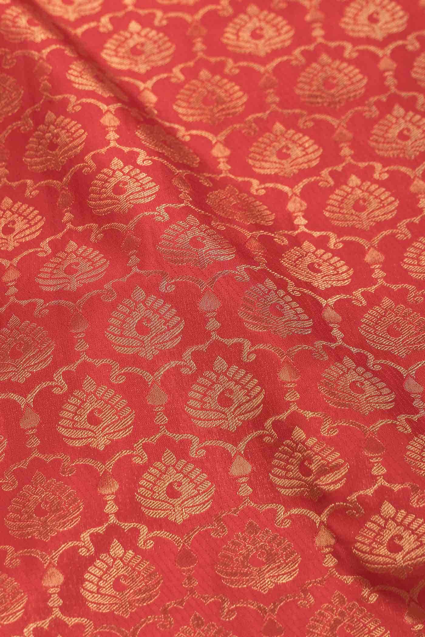 Pure Silk Pure Zari Red Dual Tone Kanchipuram Saree