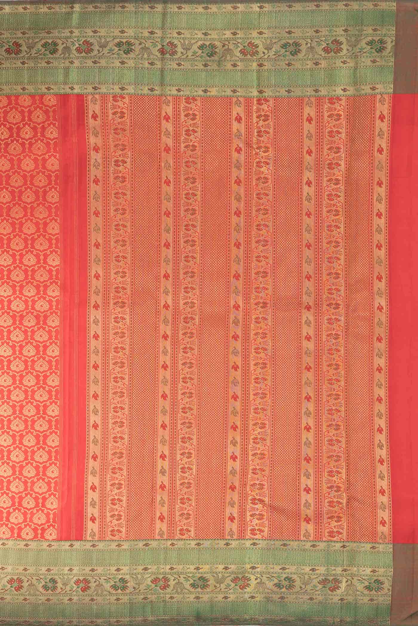 Pure Silk Pure Zari Red Dual Tone Kanchipuram Saree