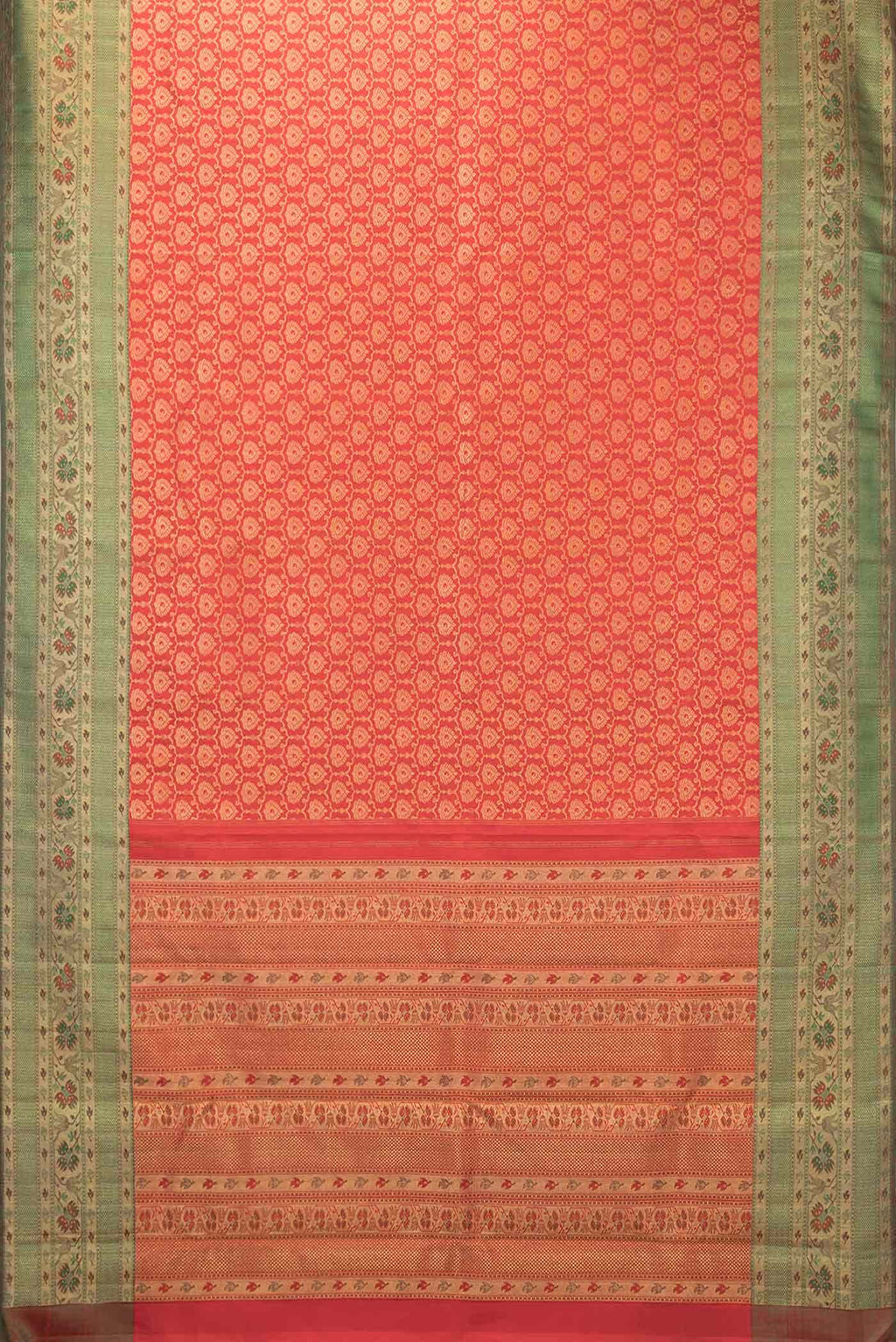 Pure Silk Pure Zari Red Dual Tone Kanchipuram Saree