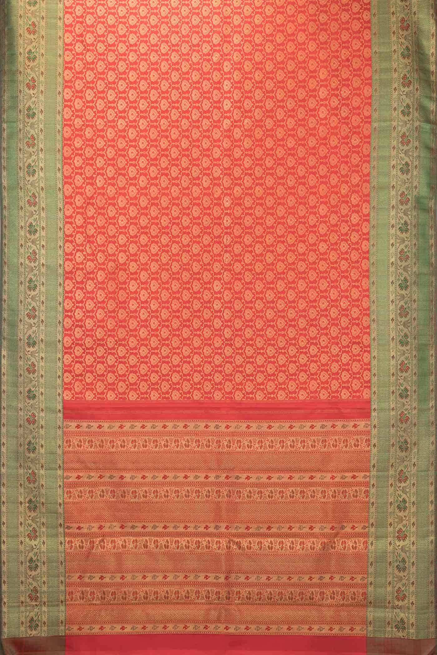 Pure Silk Pure Zari Red Dual Tone Kanchipuram Saree