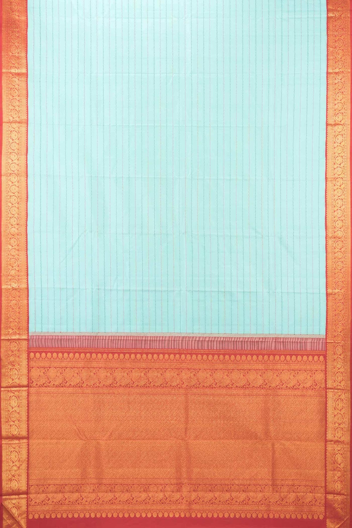 Pure Silk Pure Zari Sky Blue Dual Tone Kanjivaram Saree
