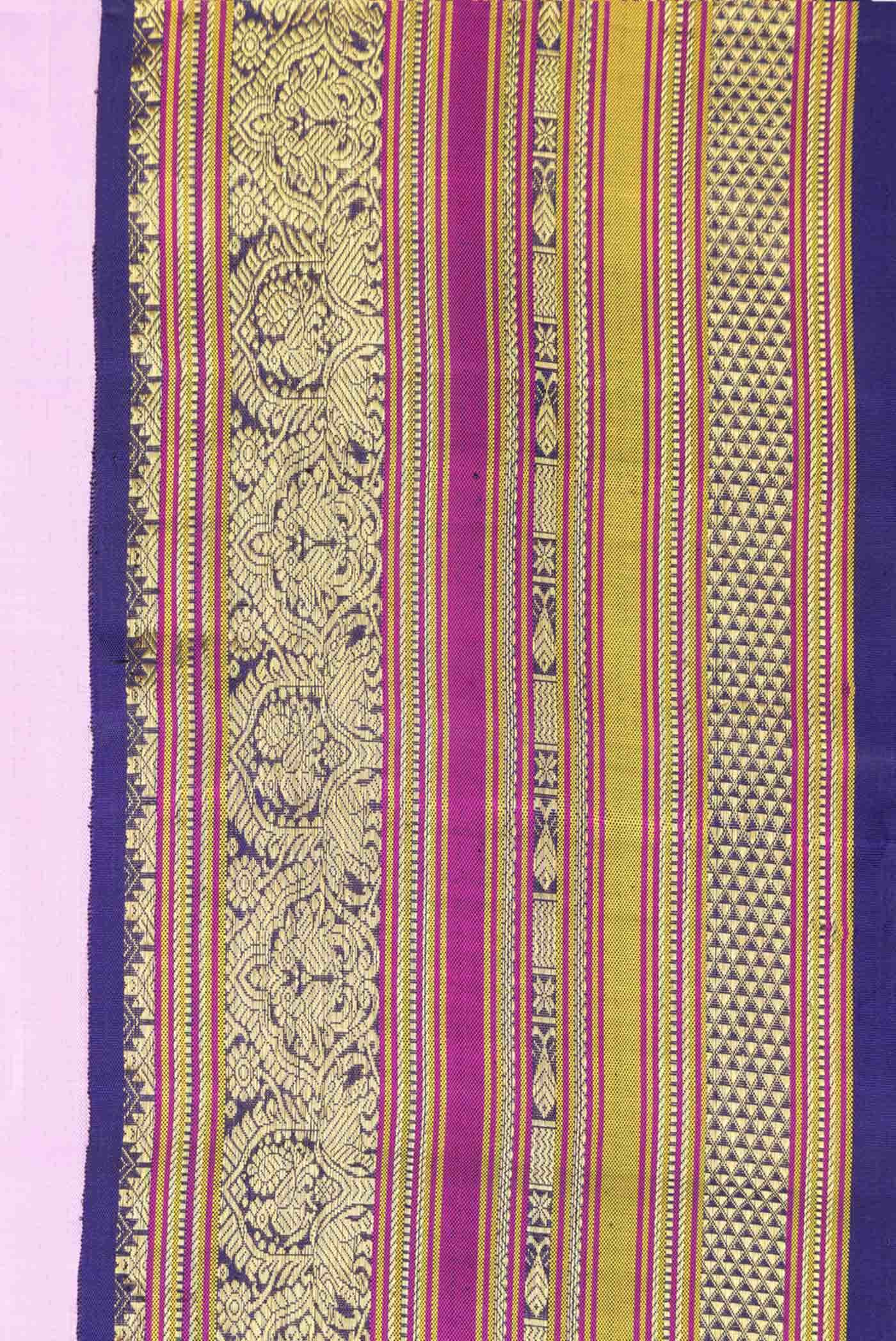 Pure Silk Pure Zari Black and Orange Dual Tone Kanchipuram Saree