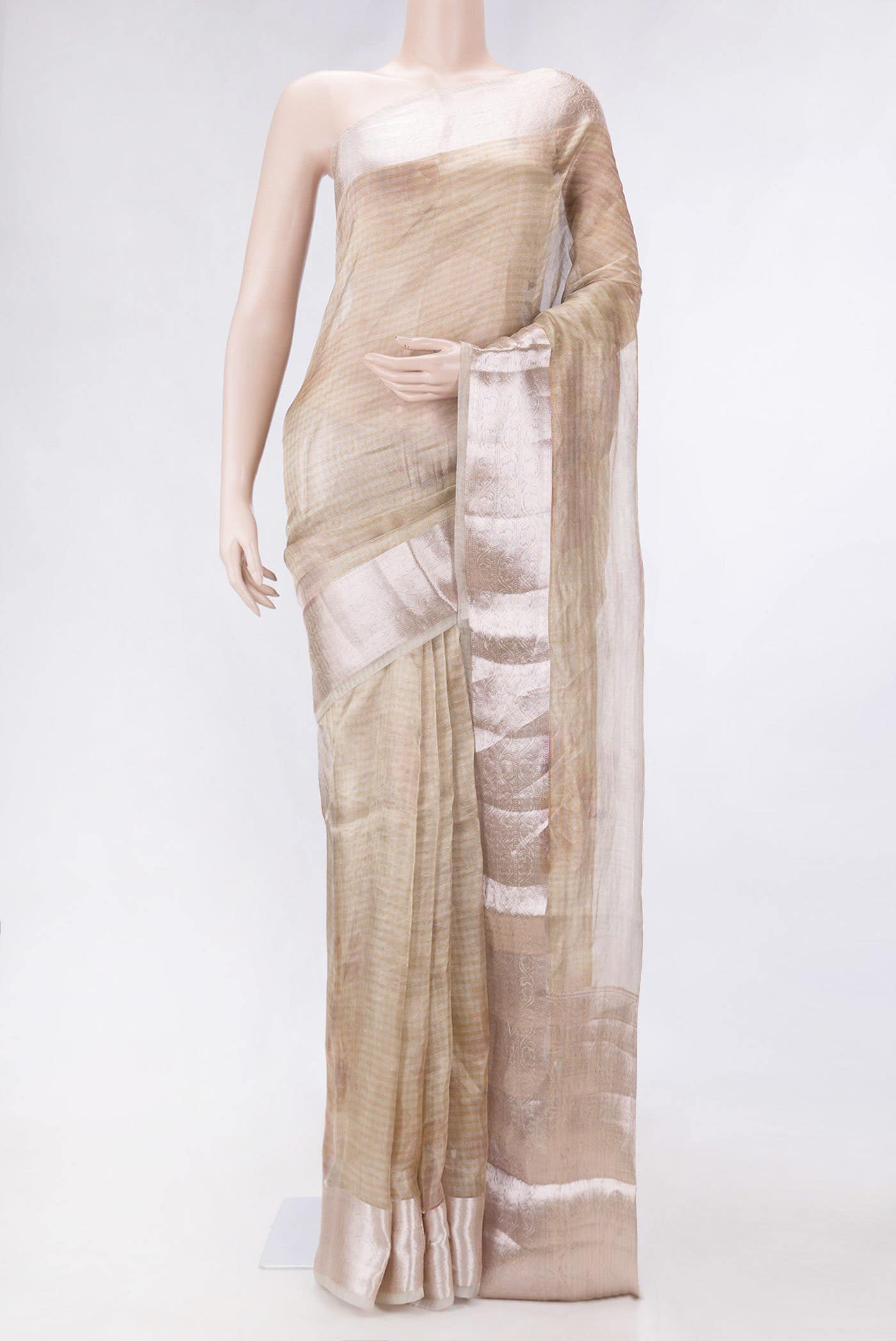 Grey Dual Tone Organza Silk Saree