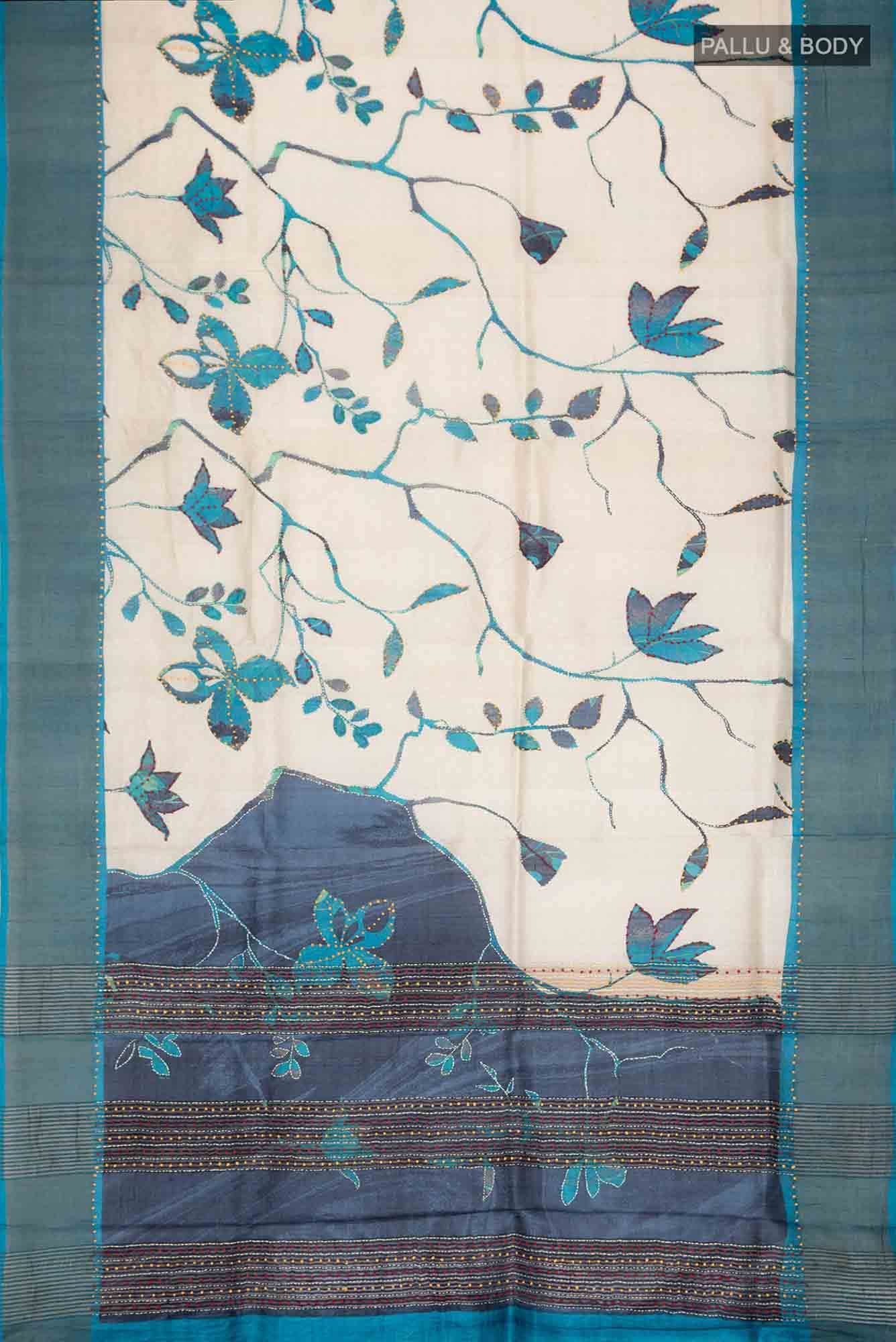 Beige Bhagalpuri Tussar Silk Saree