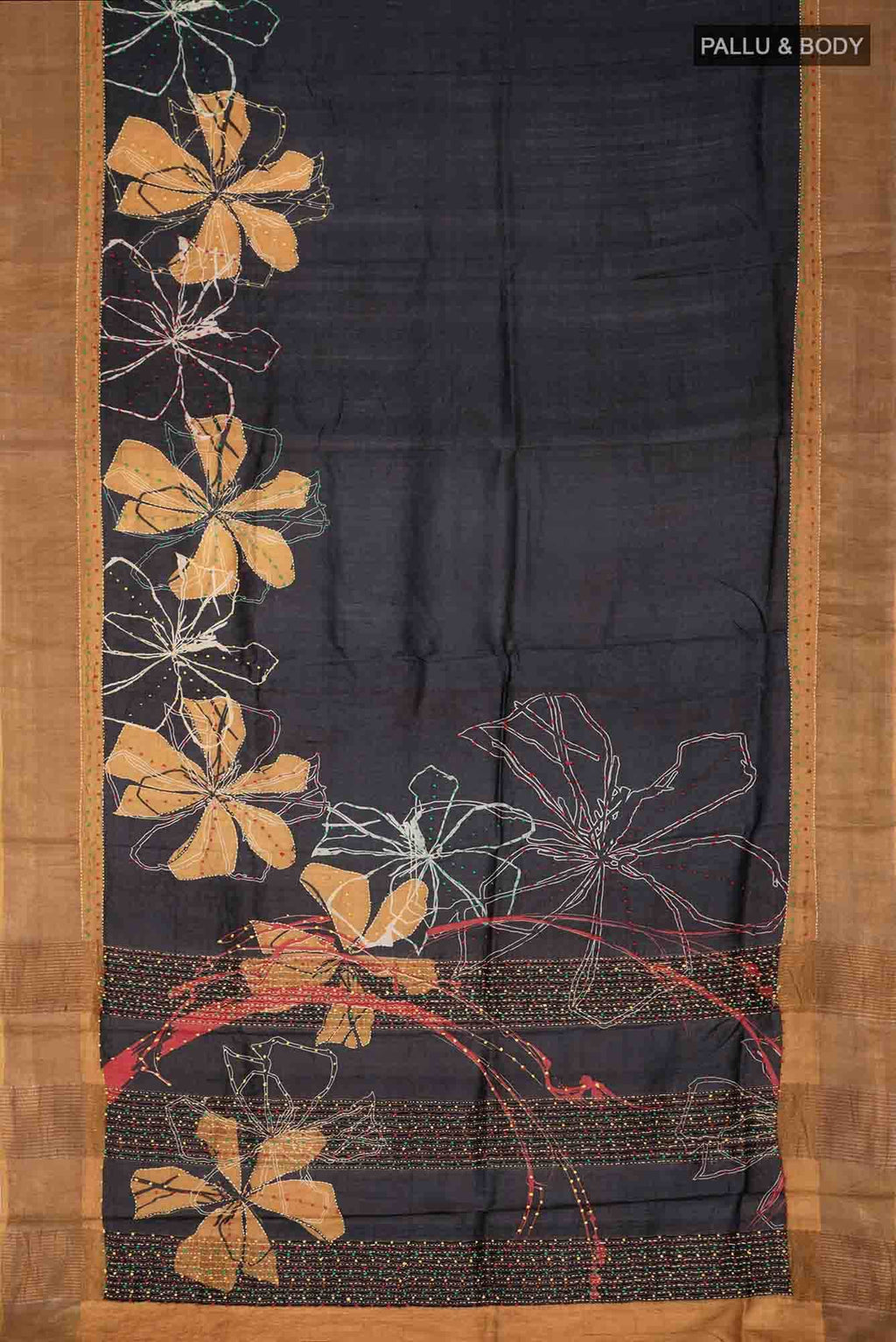 Black Bhagalpuri Tussar Silk Saree