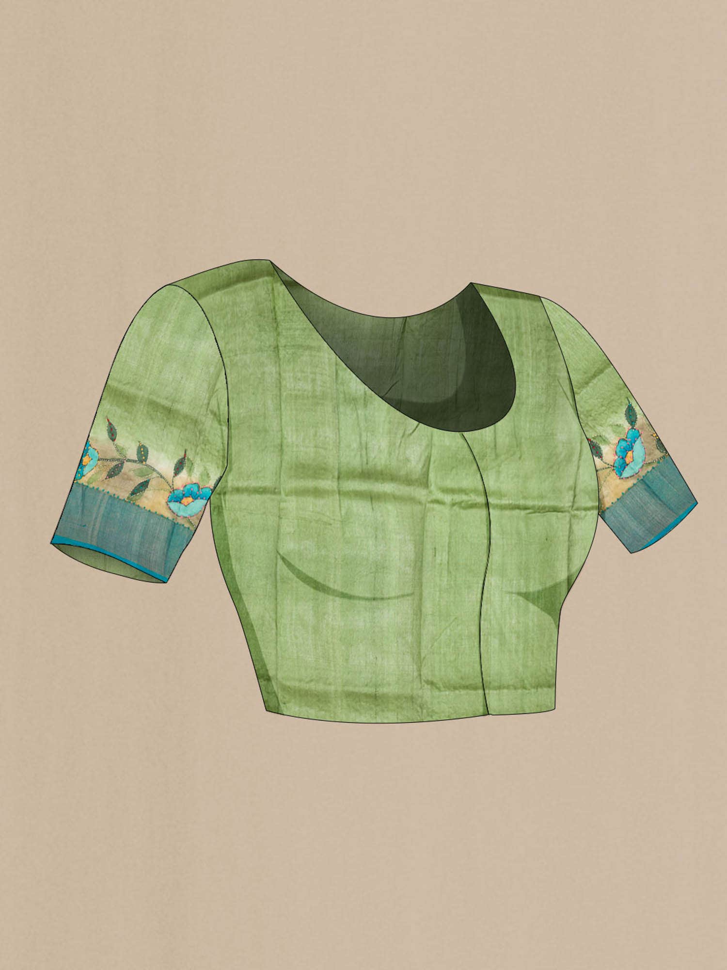 Green Bhagalpuri Tussar Silk Saree