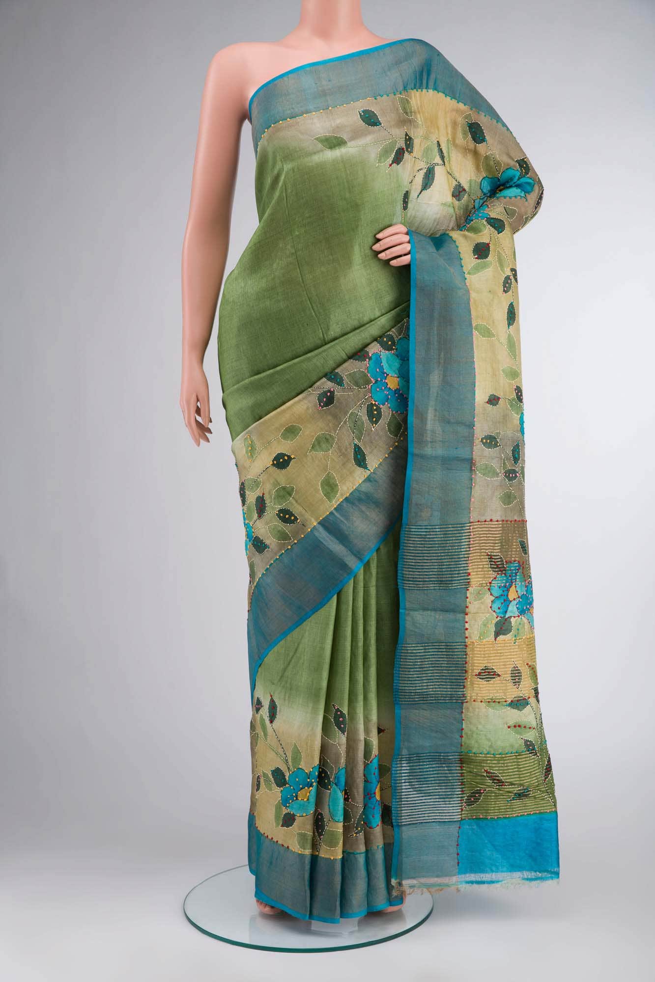 Green Bhagalpuri Tussar Silk Saree