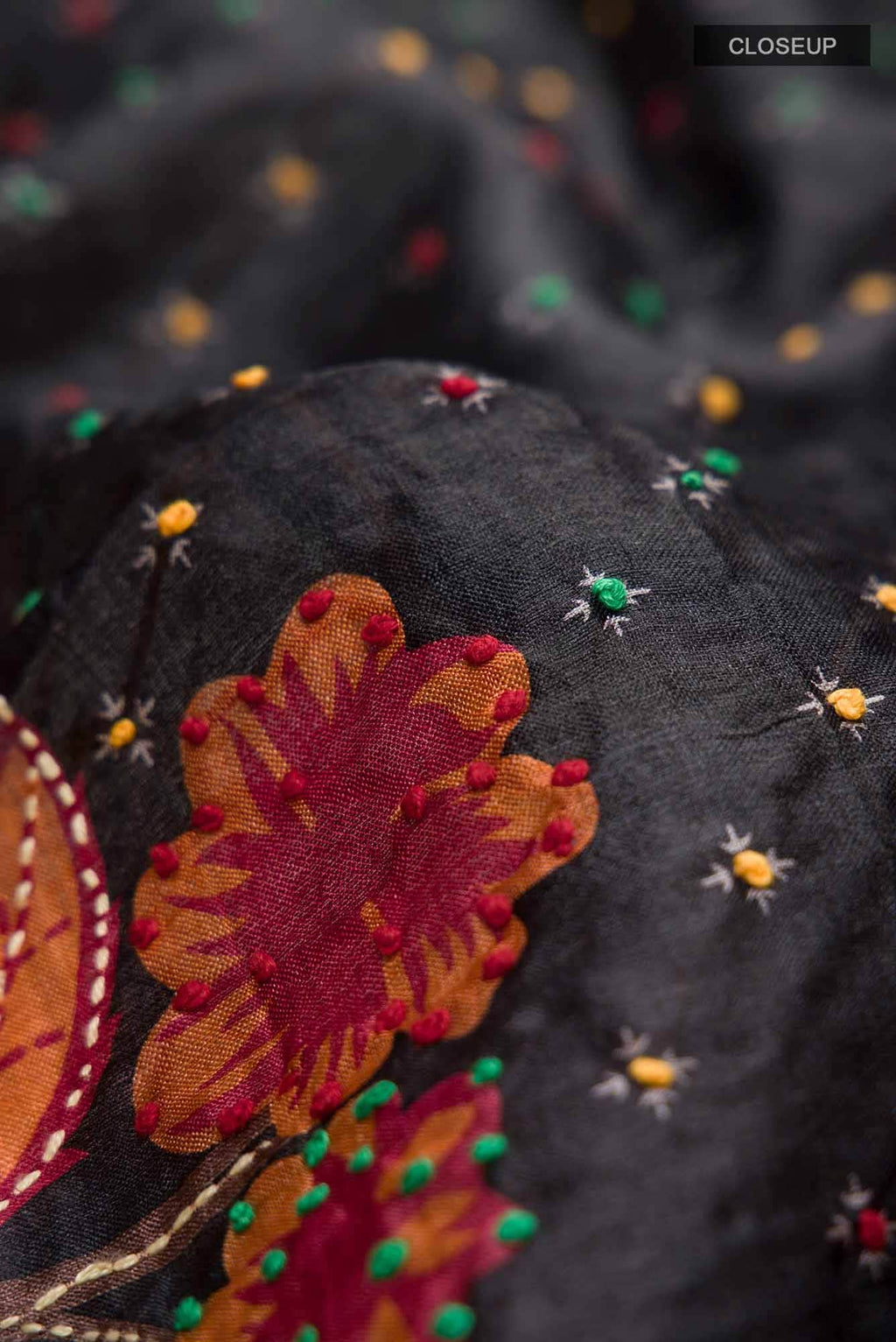 Black Bhagalpuri Tussar Silk Saree
