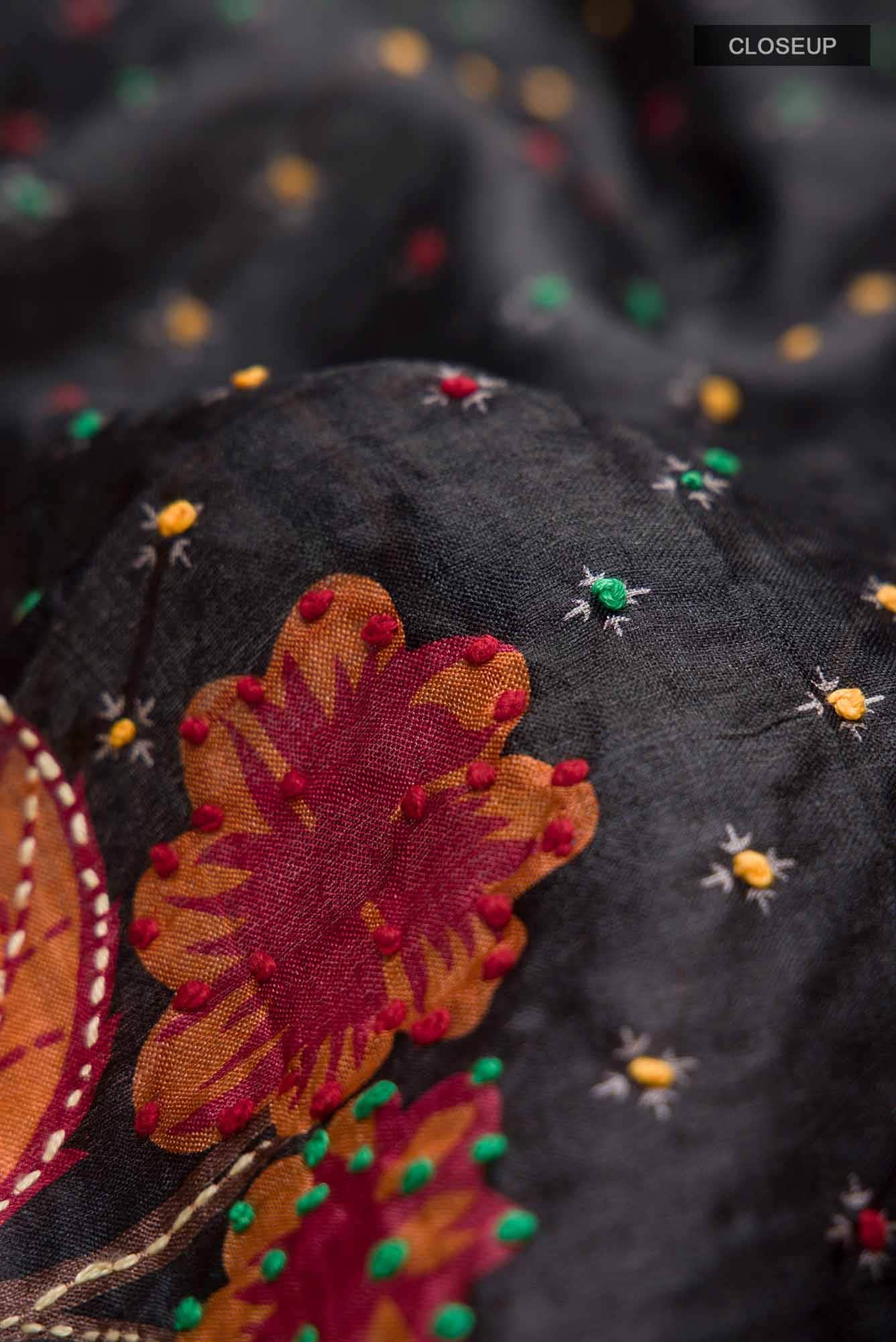 Black Bhagalpuri Tussar Silk Saree