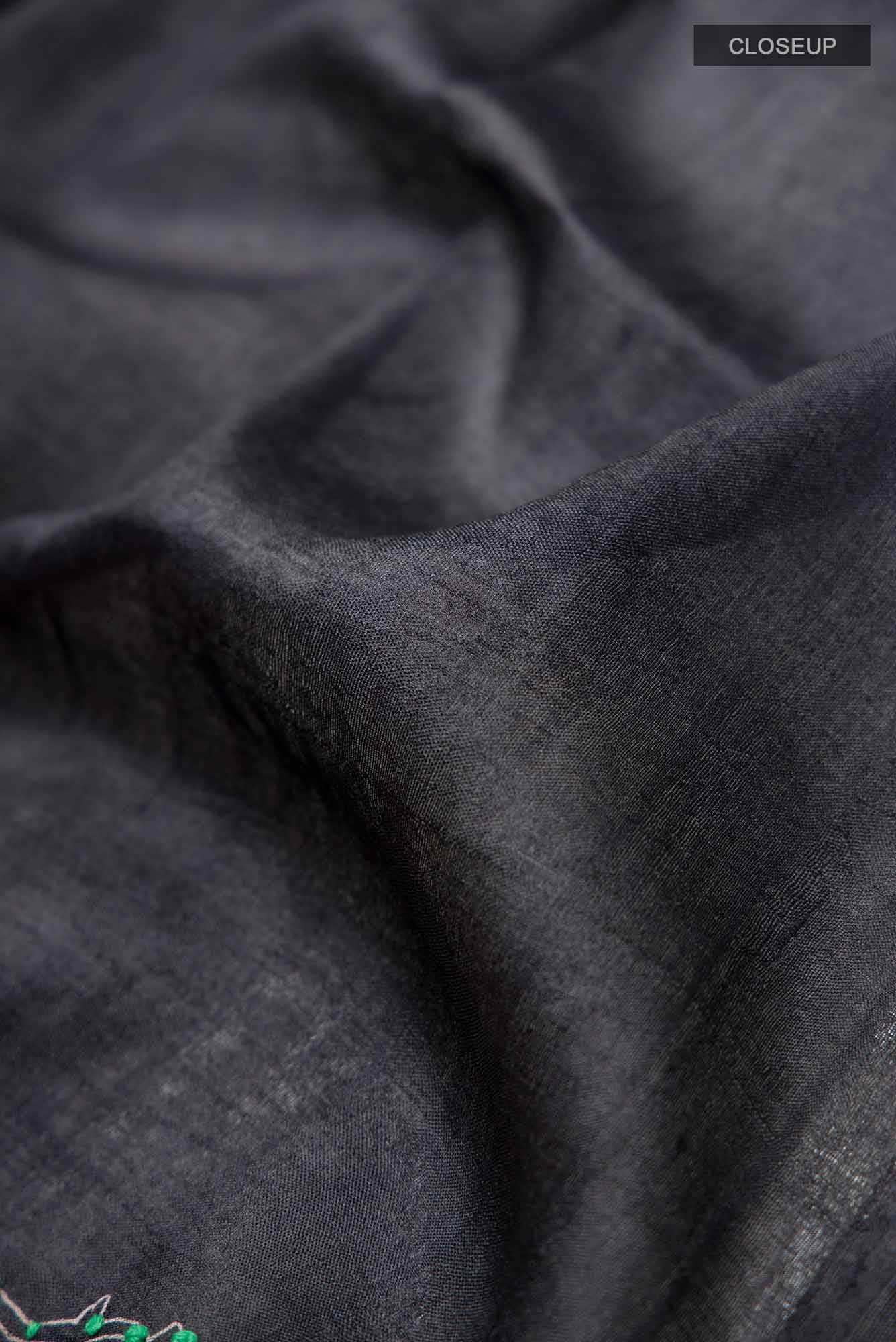 Black Bhagalpuri Tussar Silk Saree