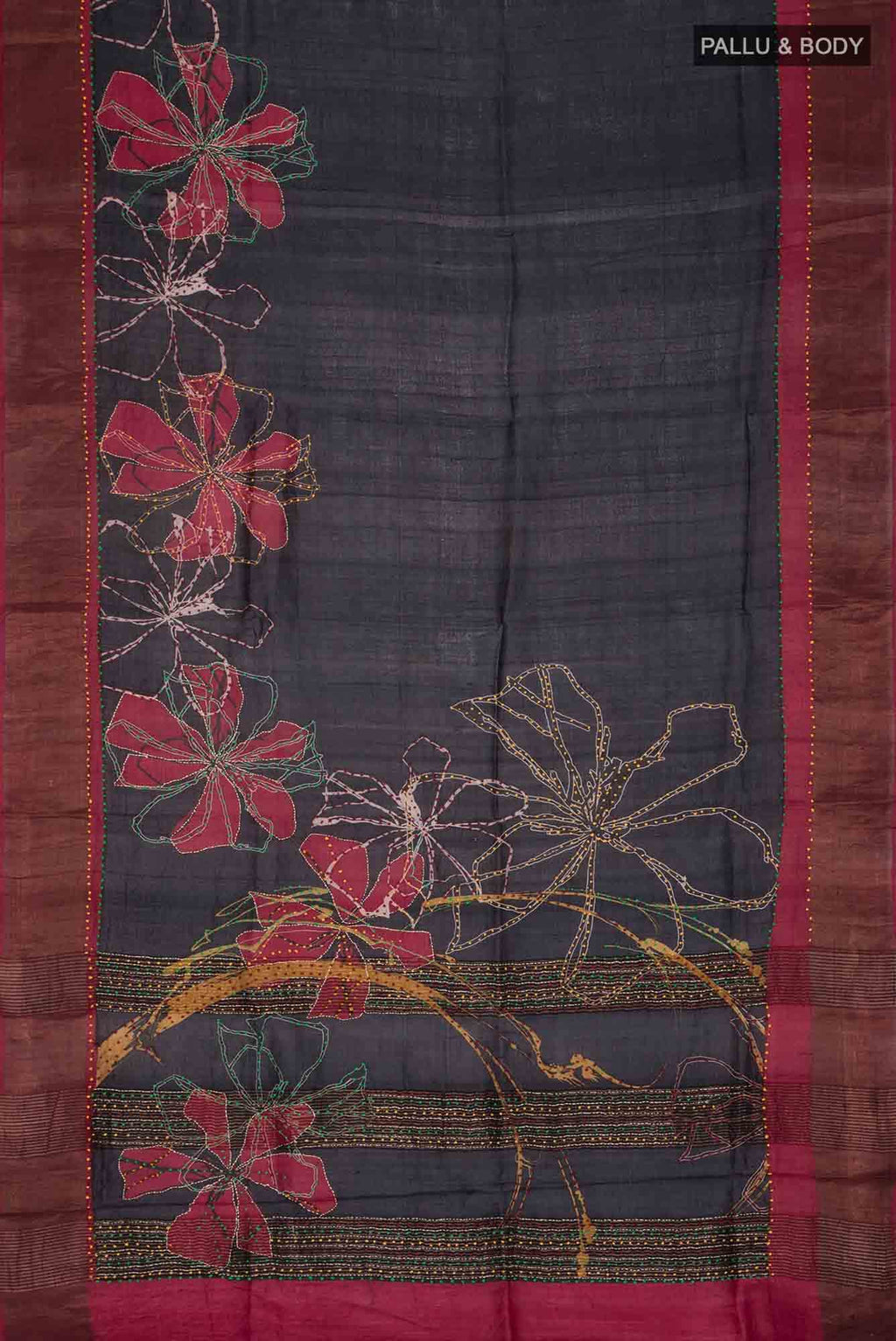 Black Bhagalpuri Tussar Silk Saree