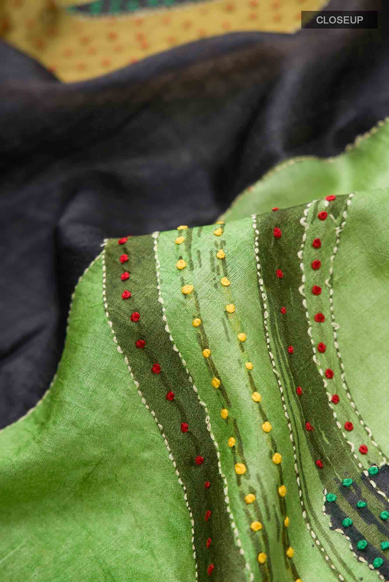 Black Bhagalpuri Tussar Silk Saree