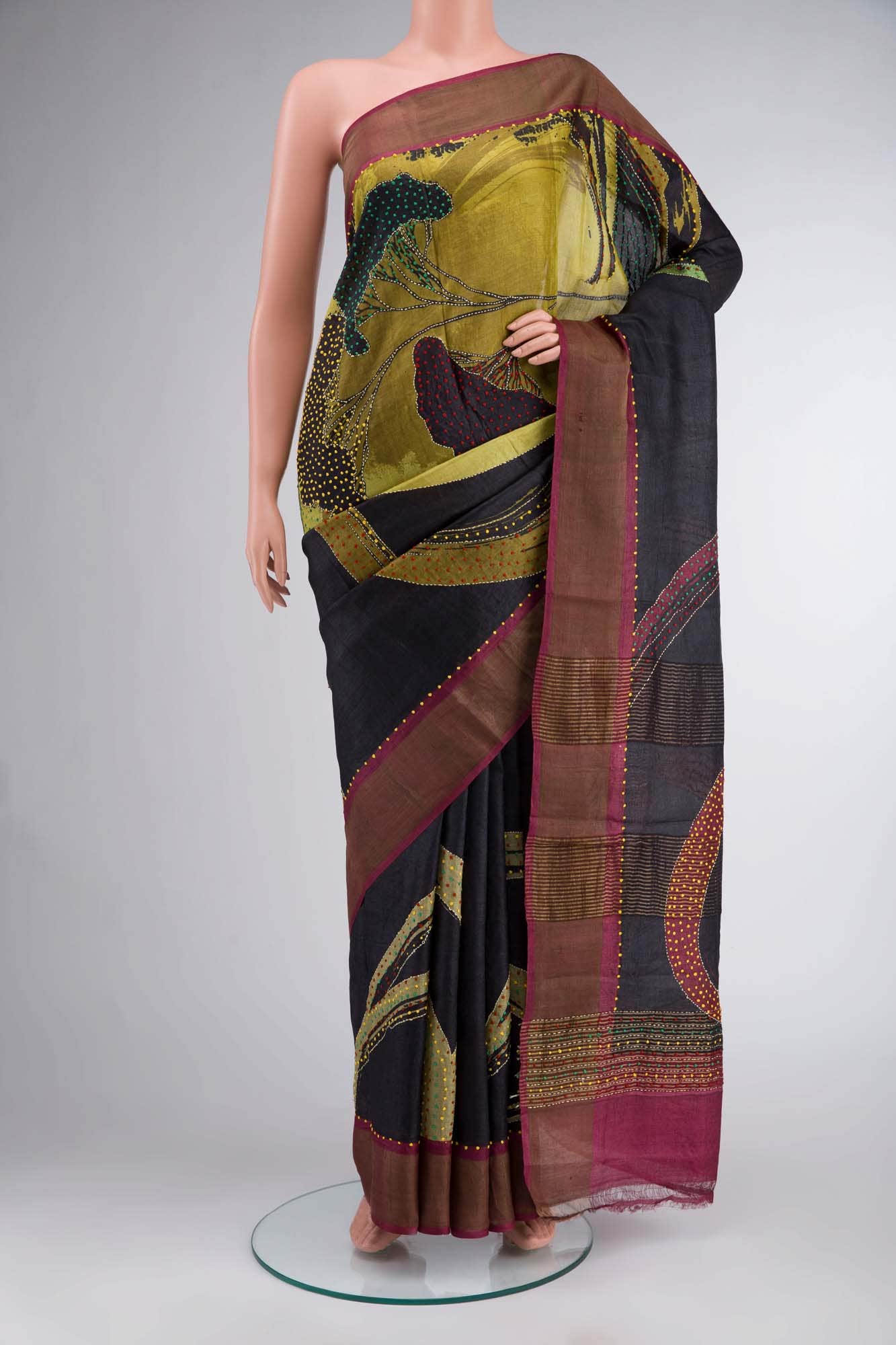 Black Bhagalpuri Tussar Silk Saree
