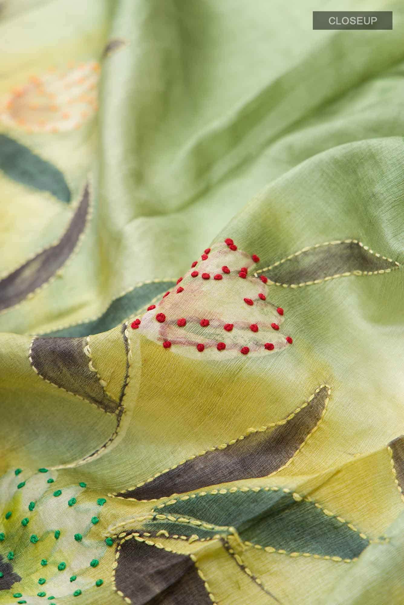 Green Bhagalpuri Tussar Silk Saree