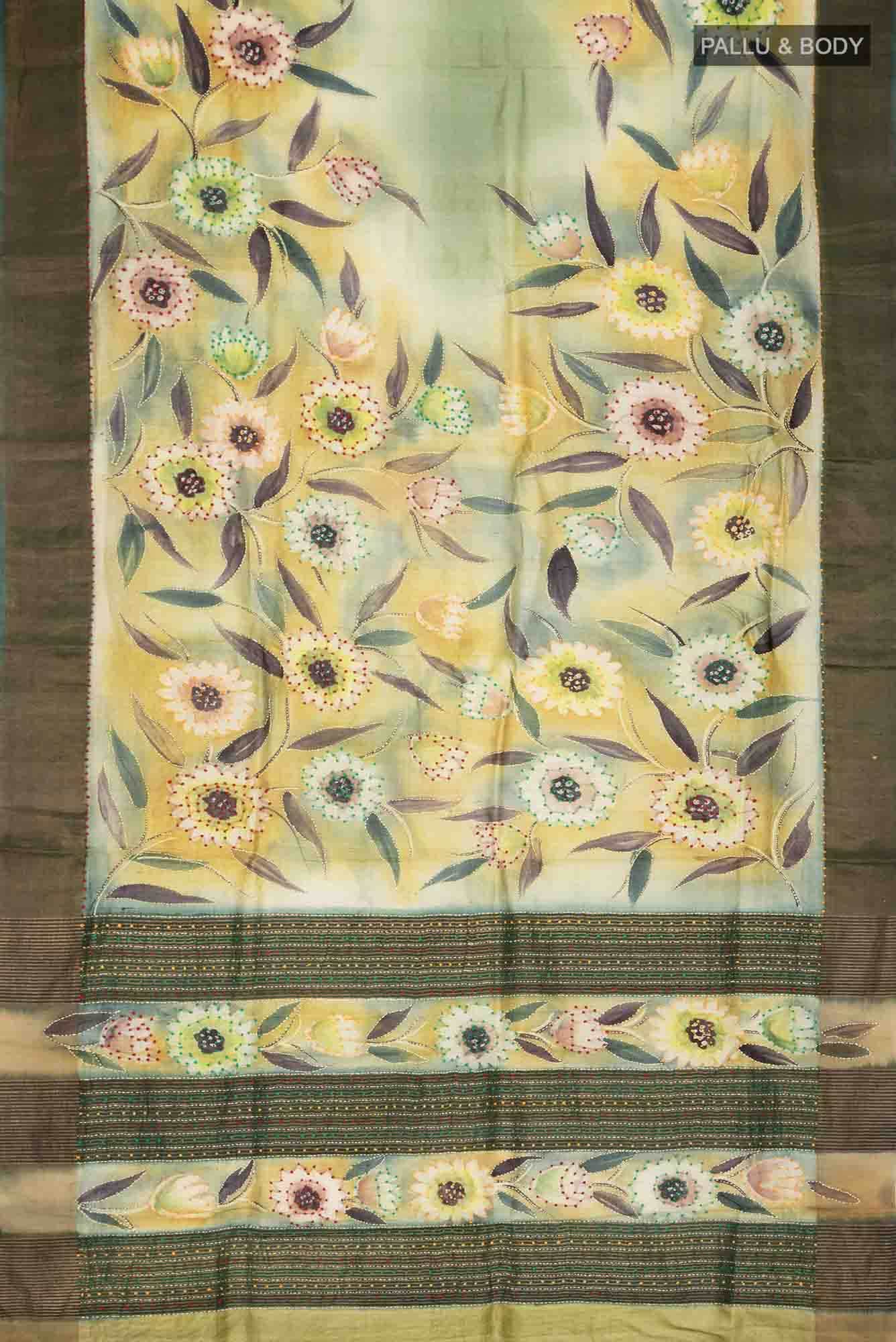 Green Bhagalpuri Tussar Silk Saree