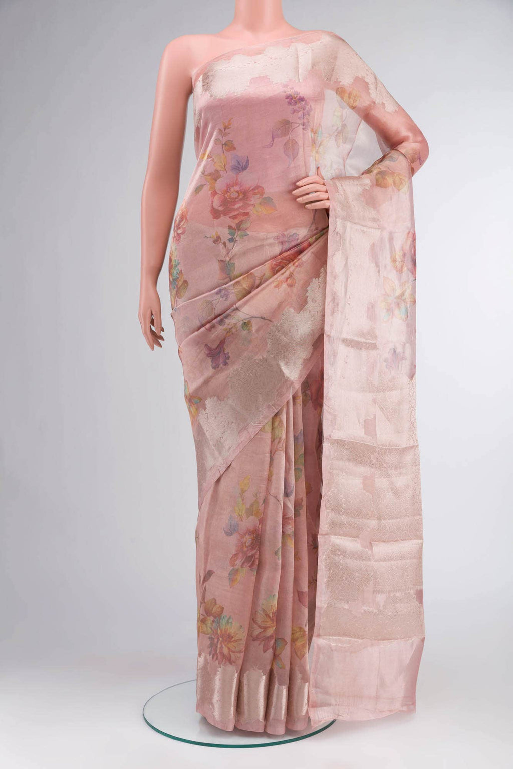 Rose Gold Tissue Silk Saree
