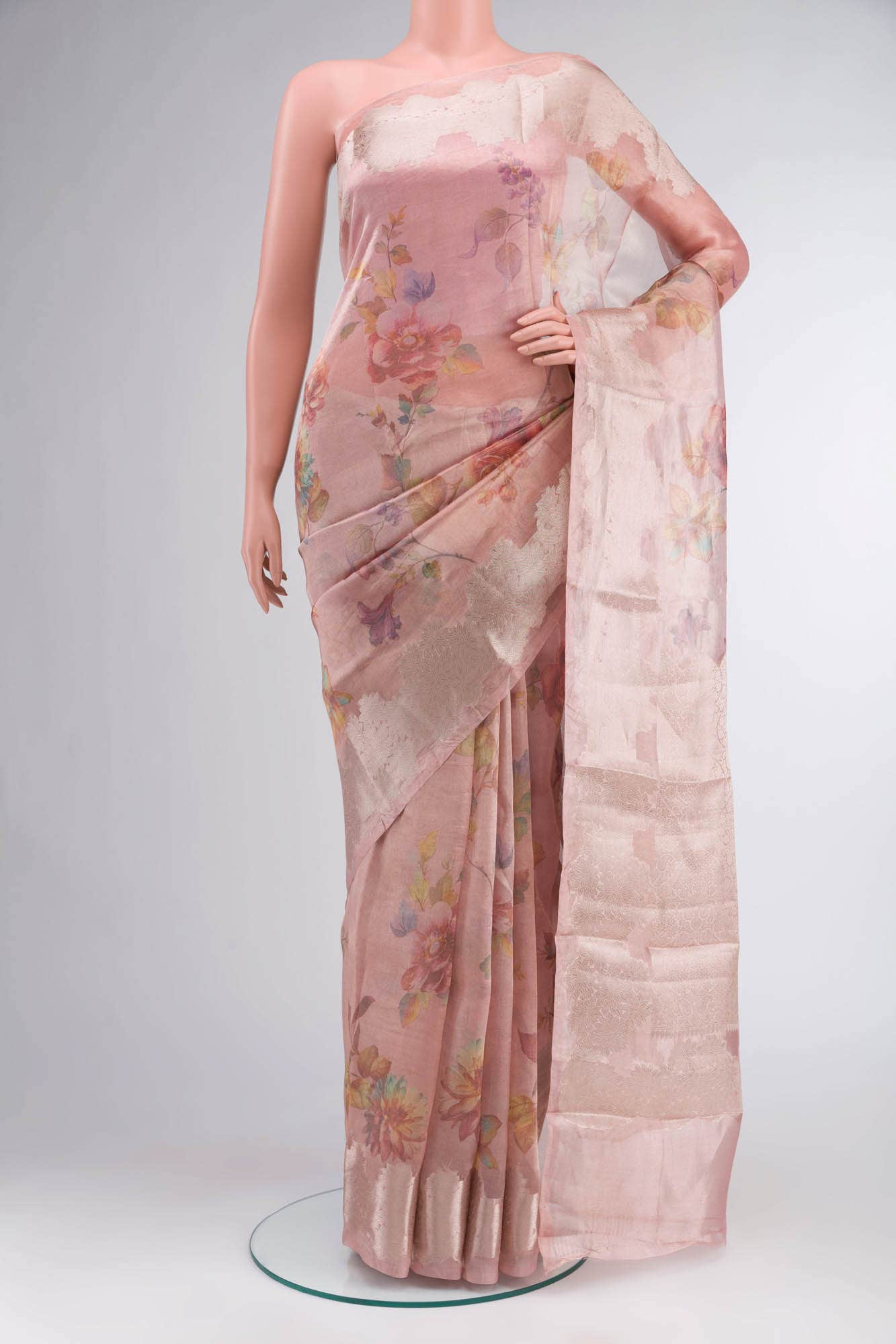 Rose Gold Tissue Silk Saree