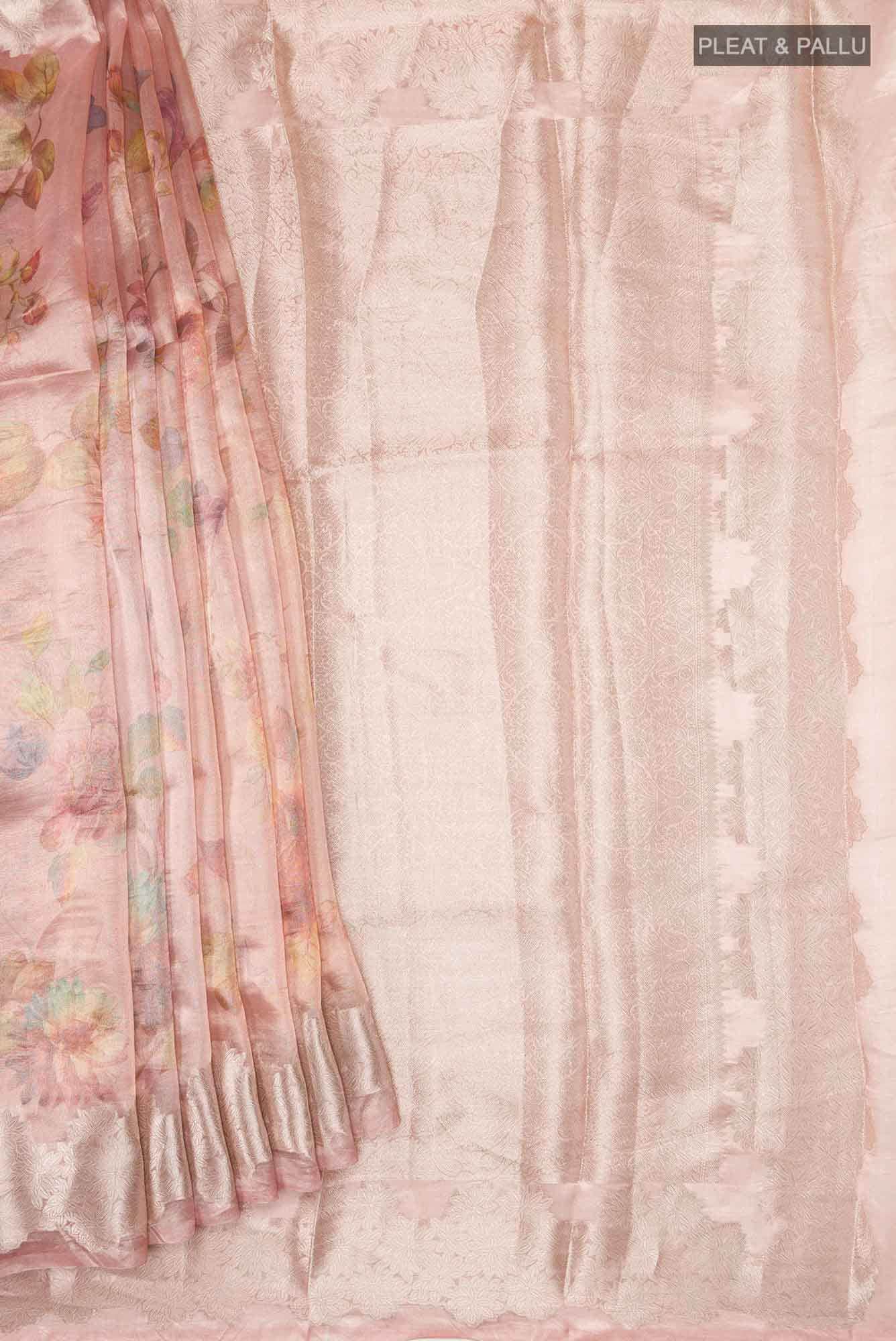 Rose Gold Tissue Silk Saree