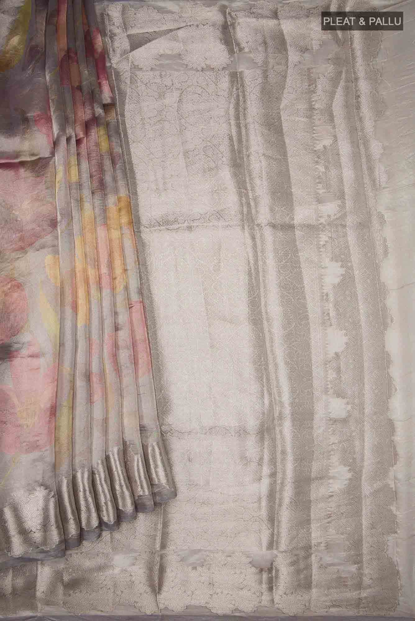 Grey Tissue Silk Saree