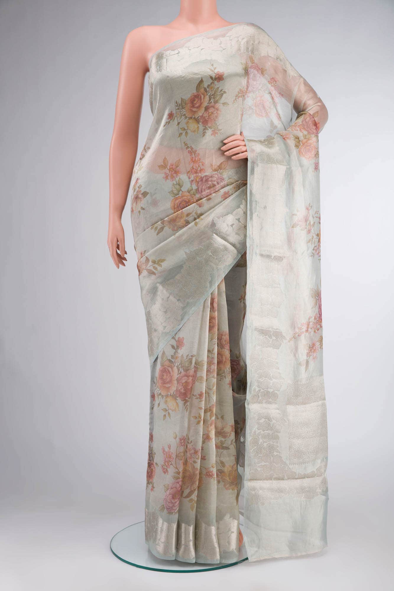Blue Tissue Silk Saree