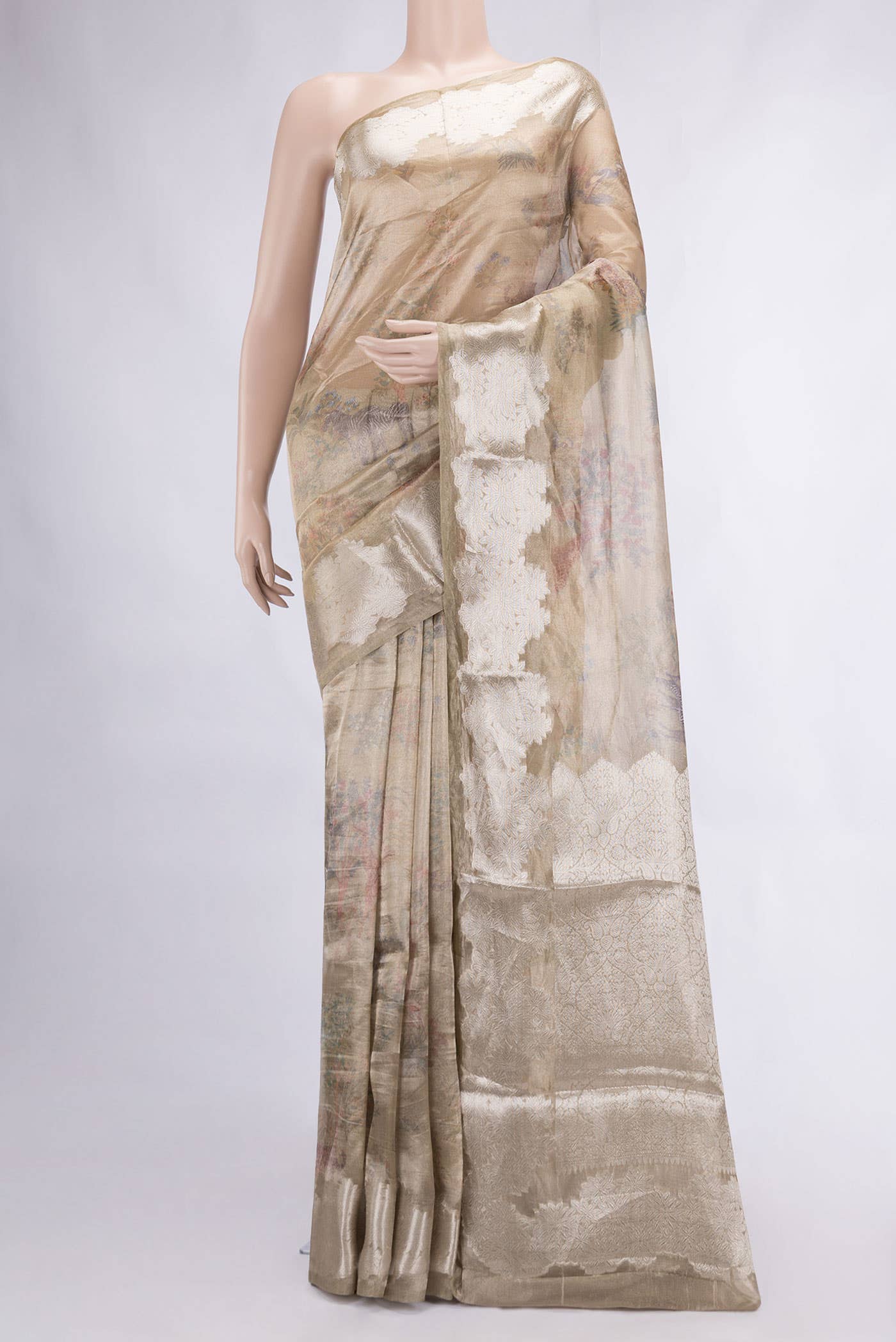 Mehandi Green Dual Tone Organza Silk Saree