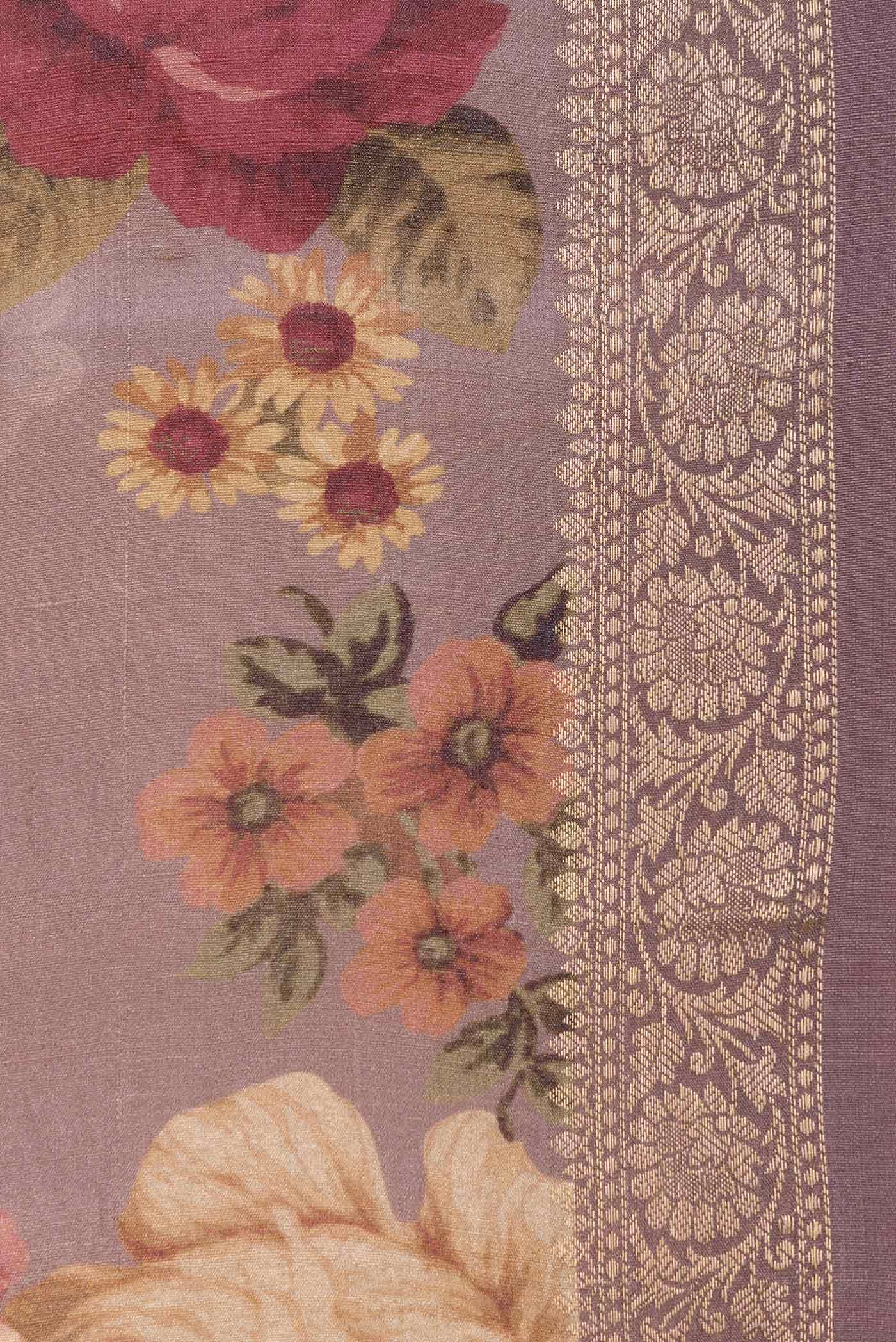 Lavender Dual Tone Tussar Silk Saree