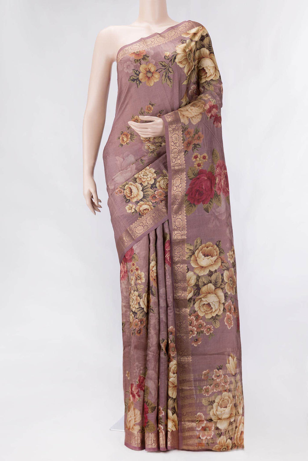 Lavender Dual Tone Tussar Silk Saree