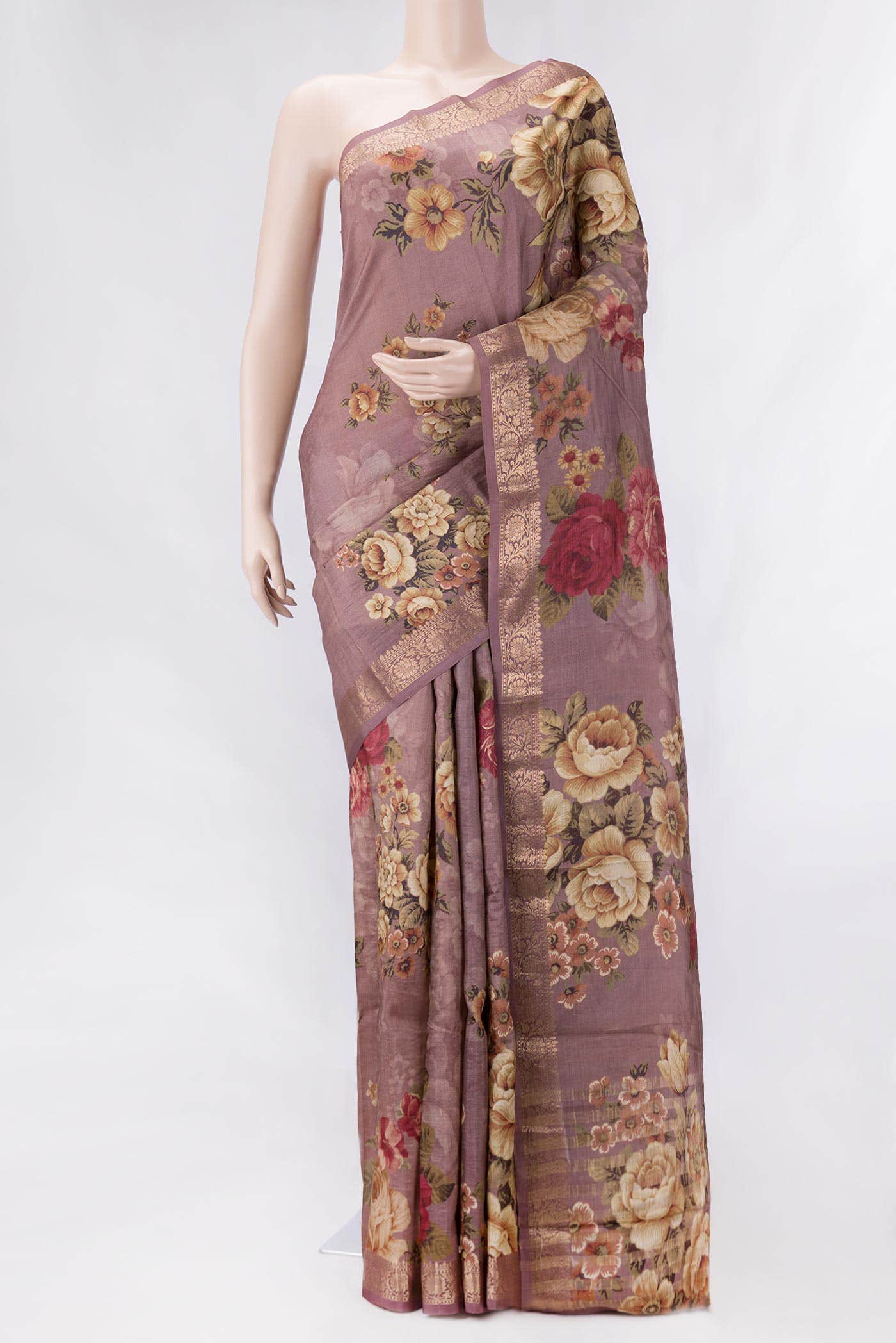 Lavender Dual Tone Tussar Silk Saree