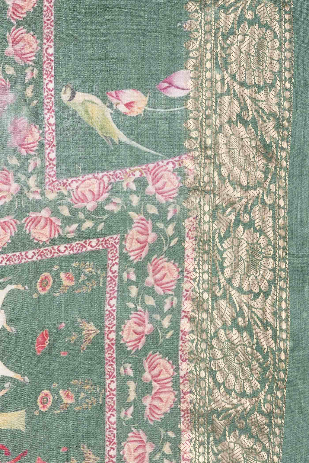 Green Dual Tone Tussar Silk Saree