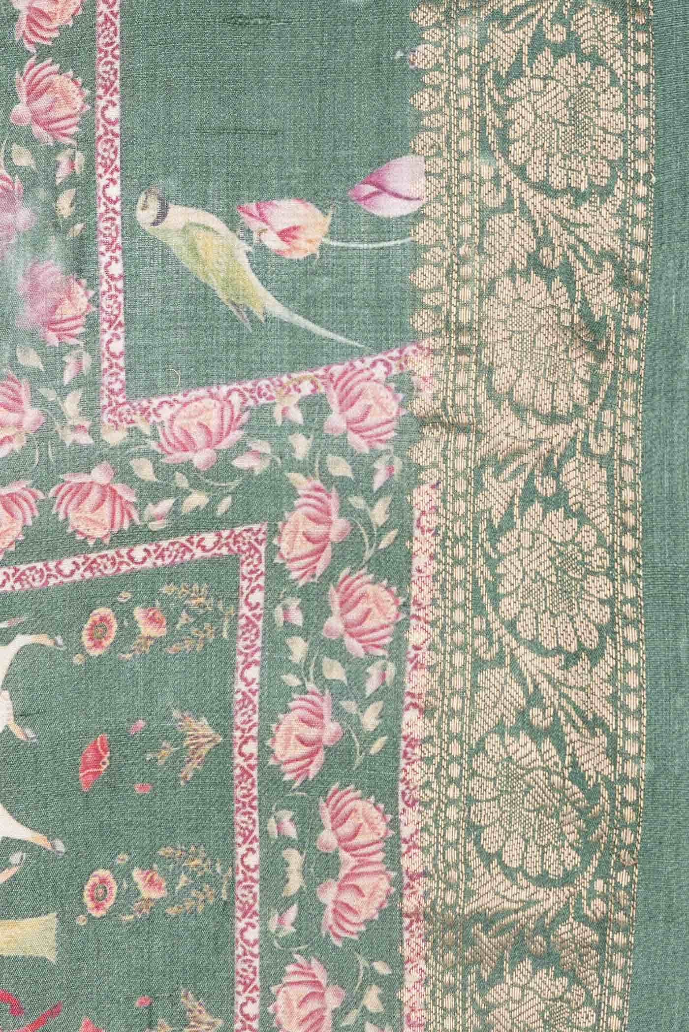 Green Dual Tone Tussar Silk Saree