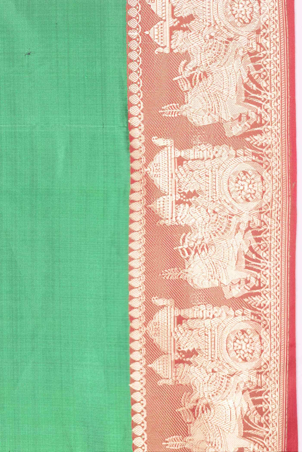 Bottle Green Dual Tone Banarasi Silk Saree