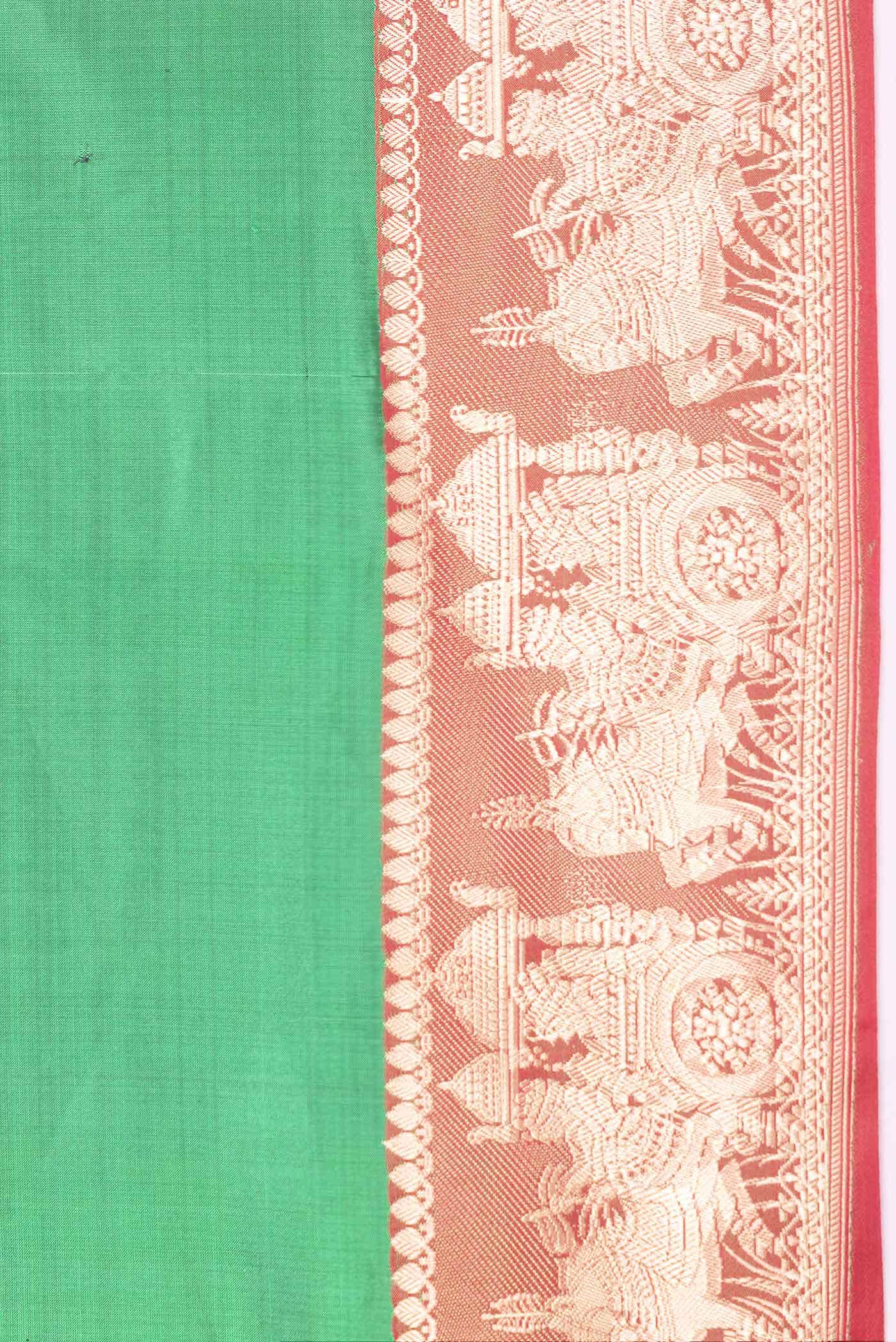 Bottle Green Dual Tone Banarasi Silk Saree