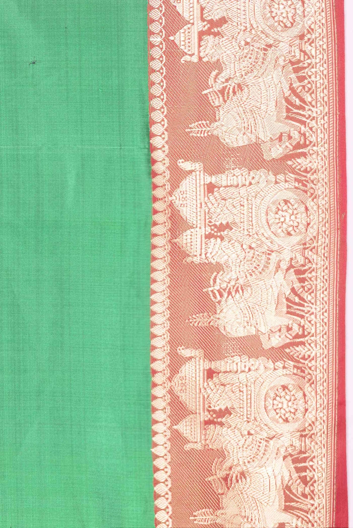 Bottle Green Dual Tone Banarasi Silk Saree