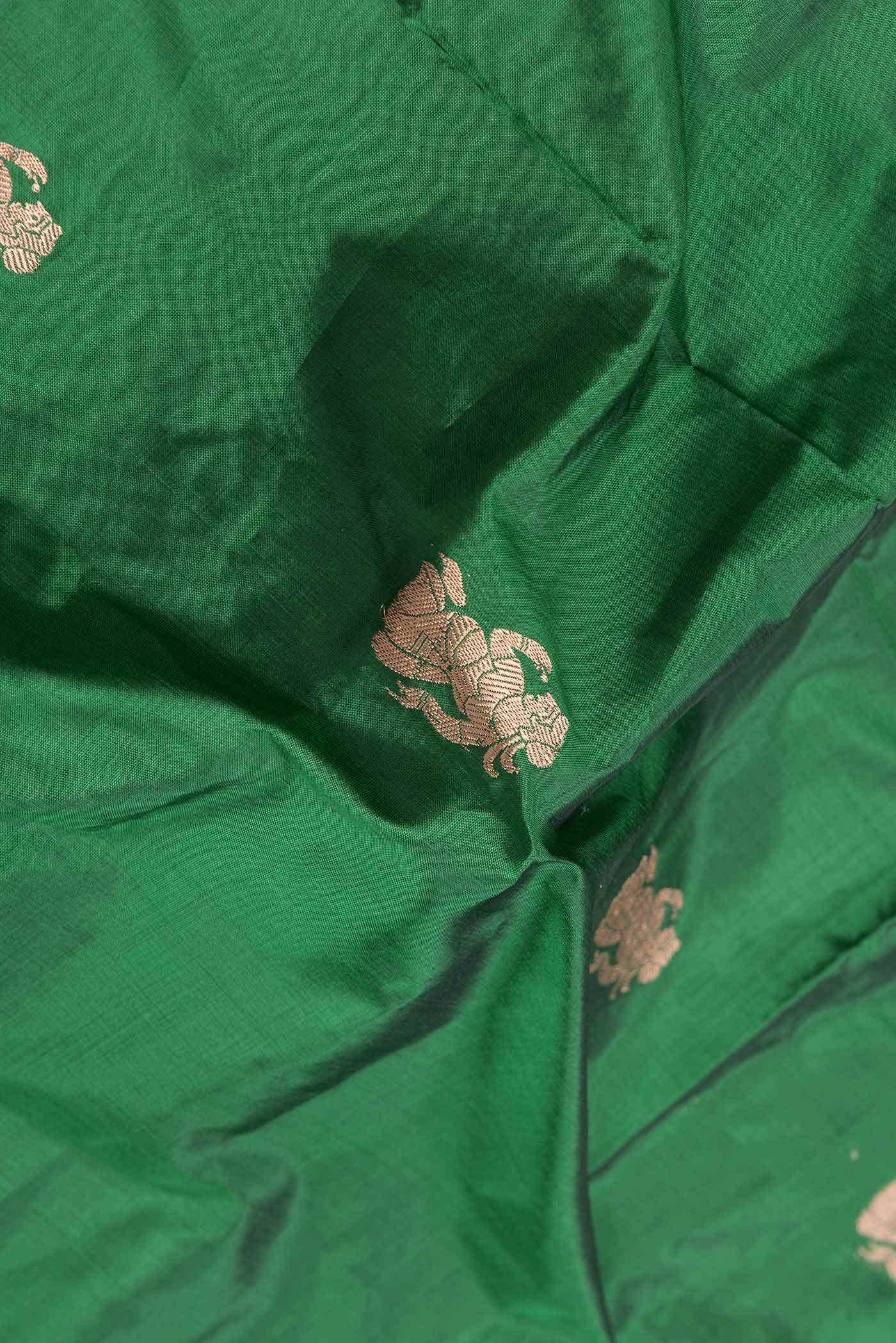 Bottle Green Dual Tone Banarasi Silk Saree