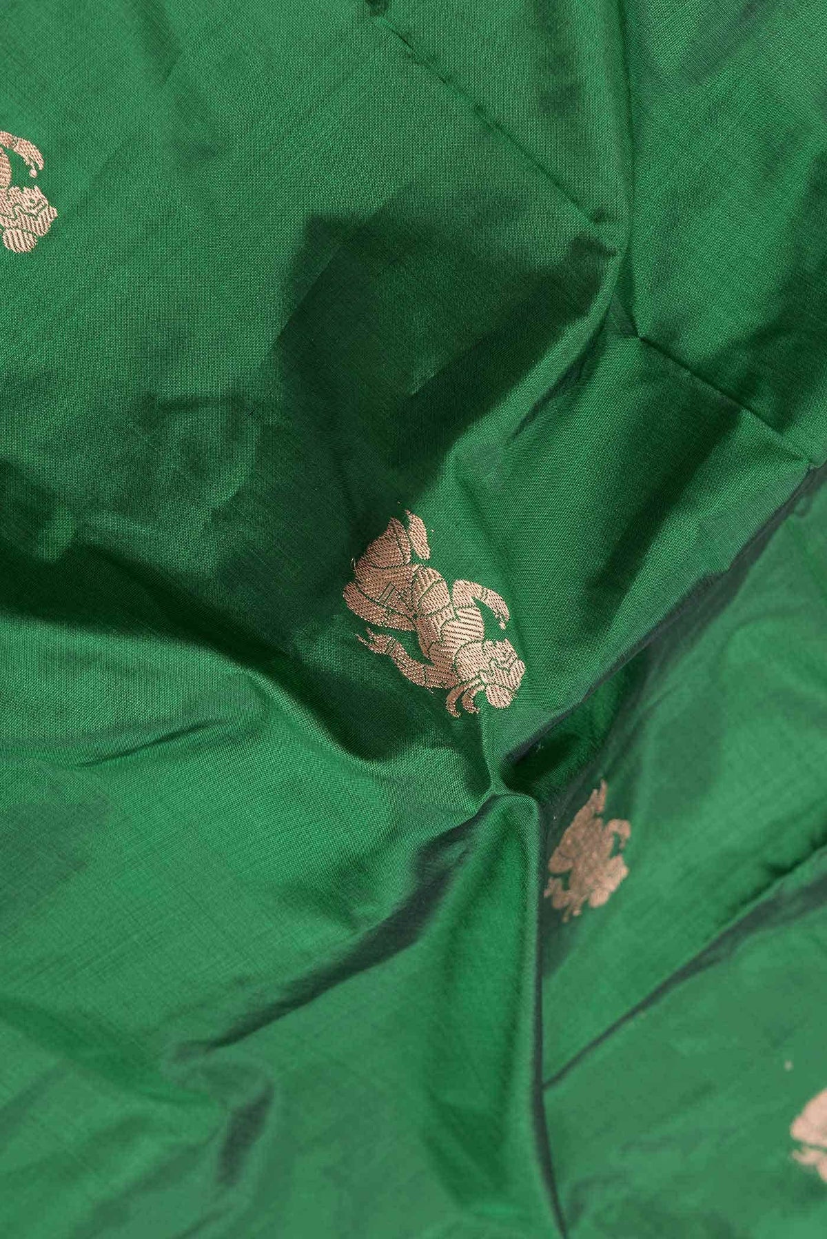 Bottle Green Dual Tone Banarasi Silk Saree