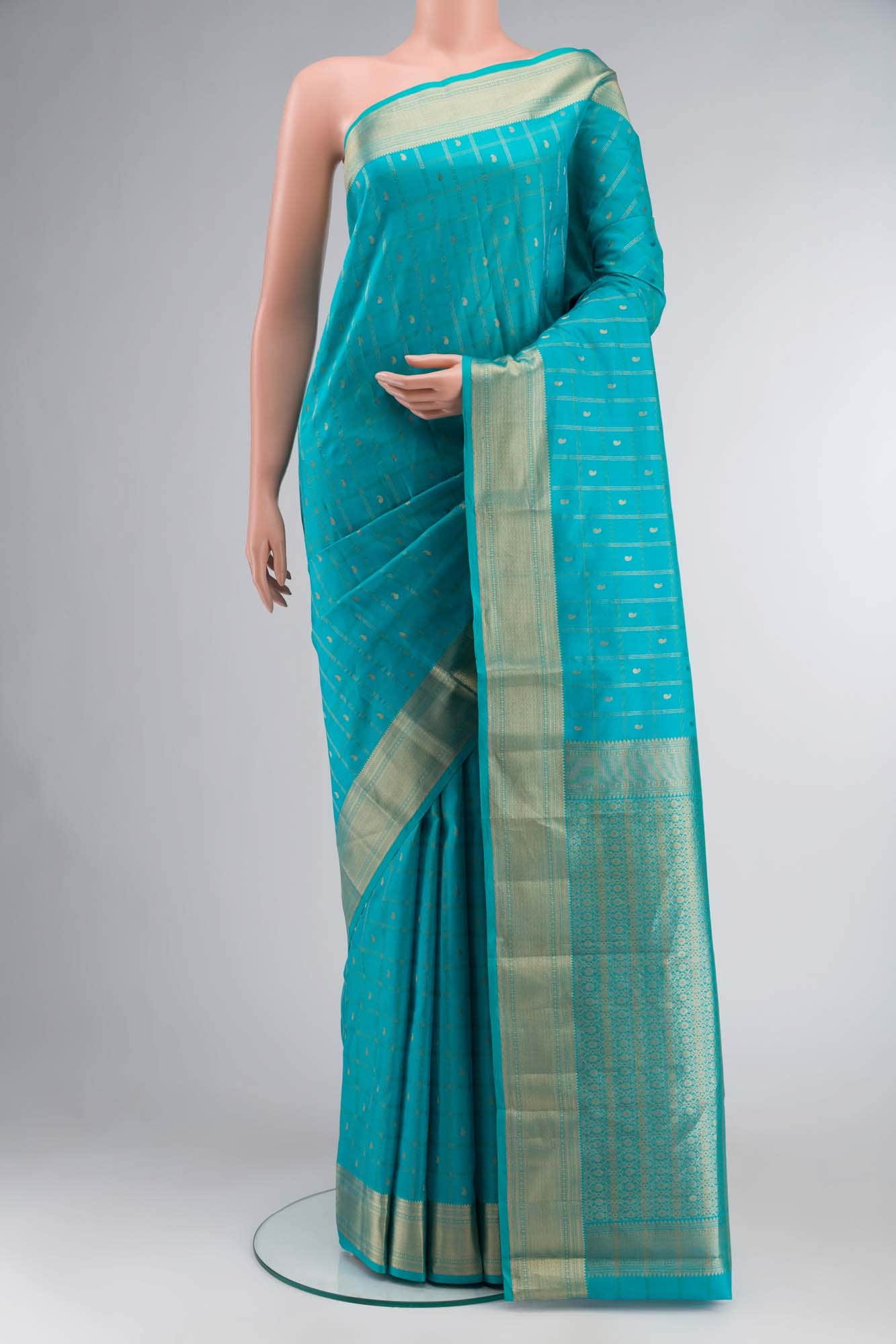 Blue Dual Tone Kanchipuram Silk Saree