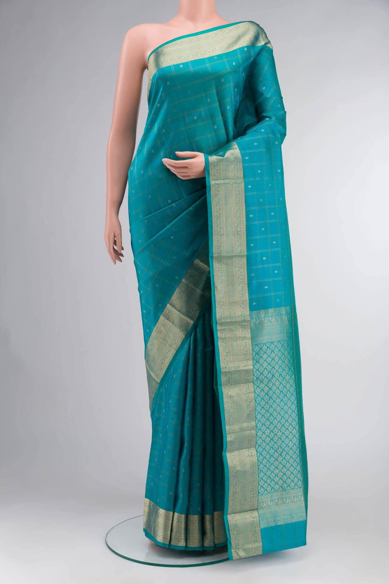 Blue Dual Tone Kanchipuram Silk Saree