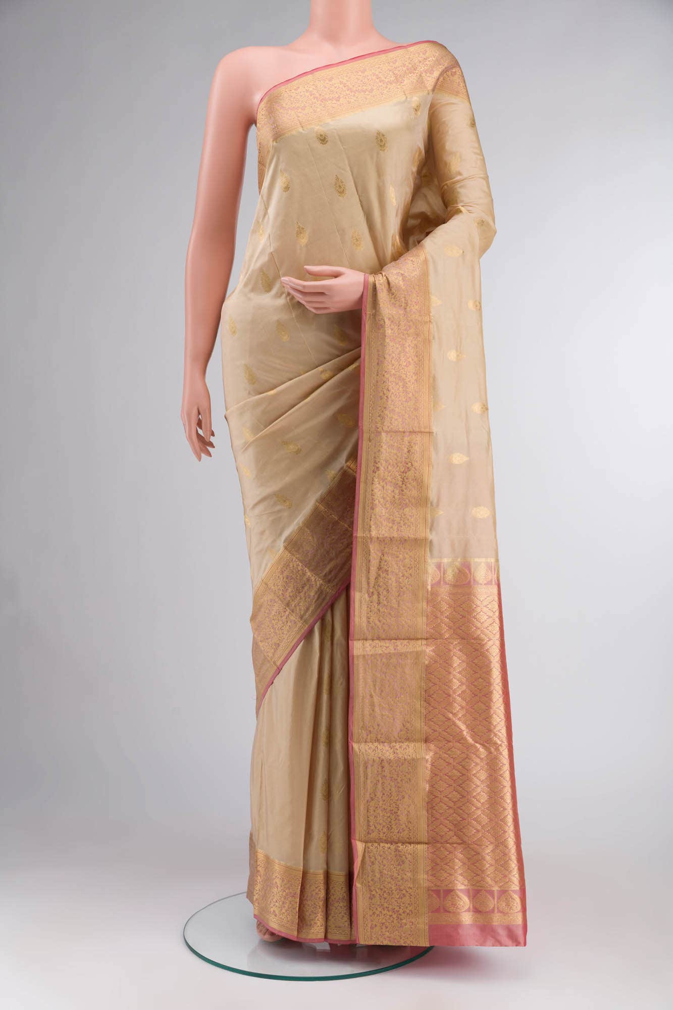 Beige Bangalore Silk Saree