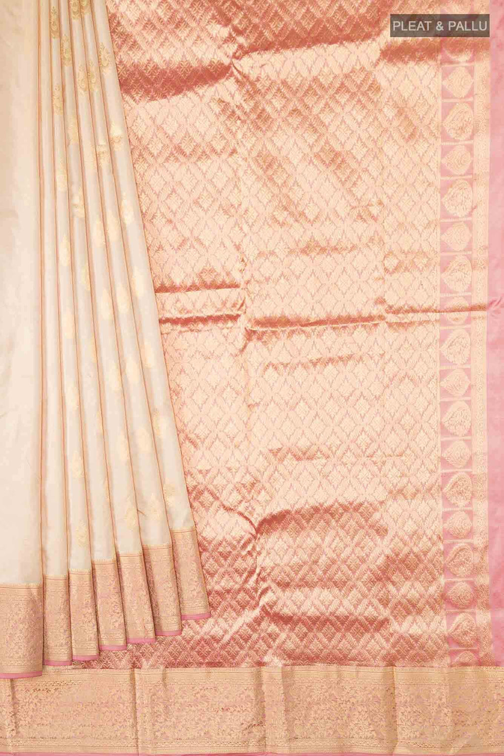 Beige Bangalore Silk Saree