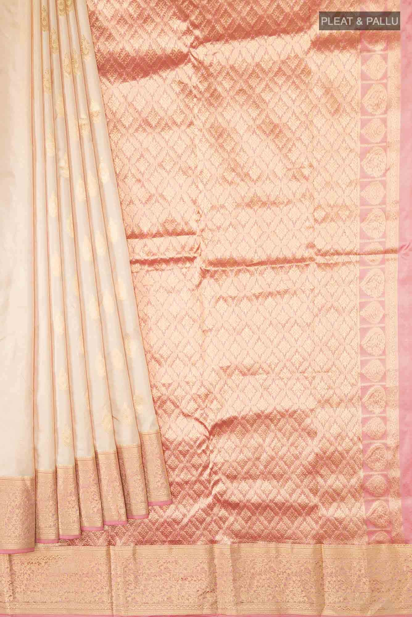 Beige Bangalore Silk Saree
